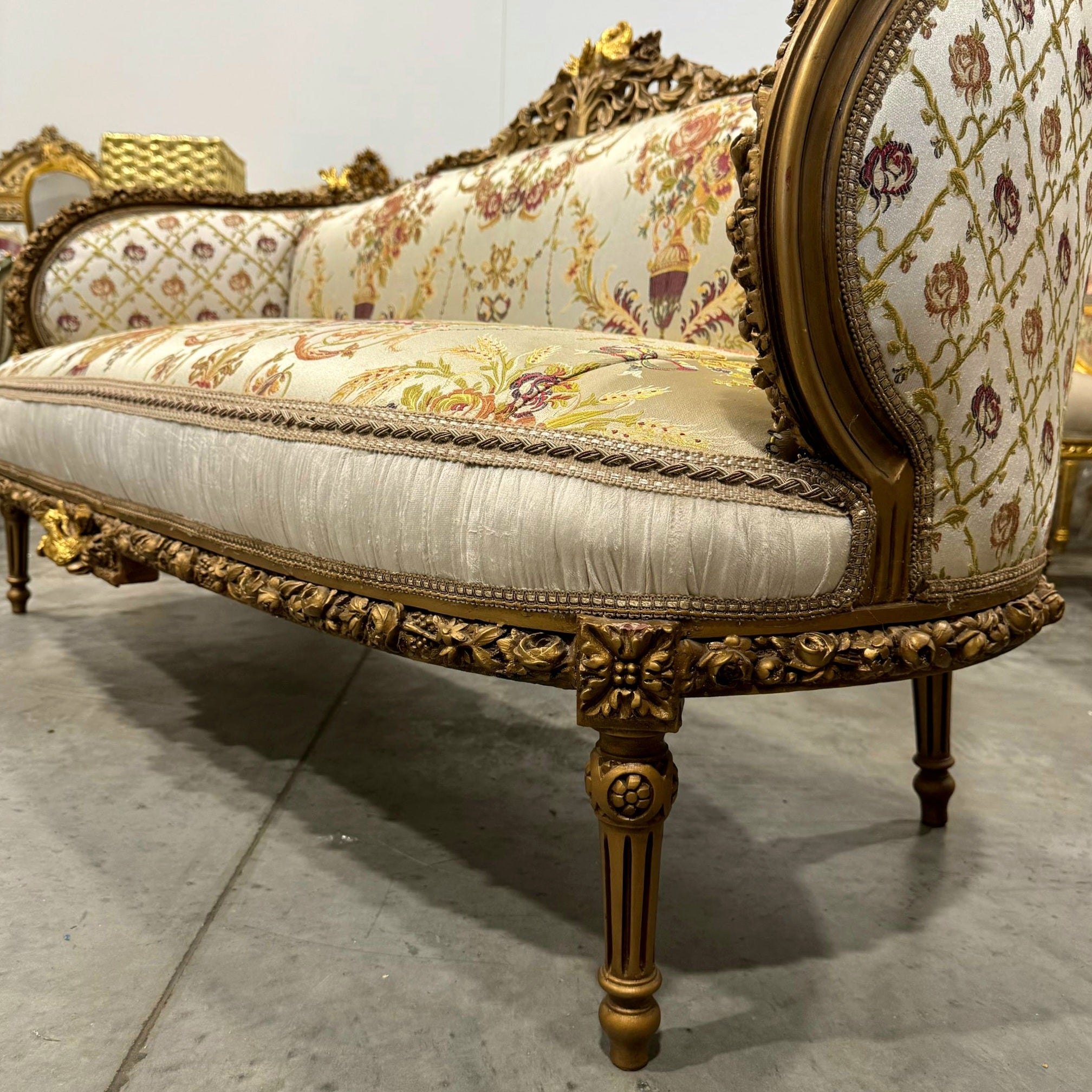 Baroque Style Beige Tan  Sofa Interior Design Gold Details French