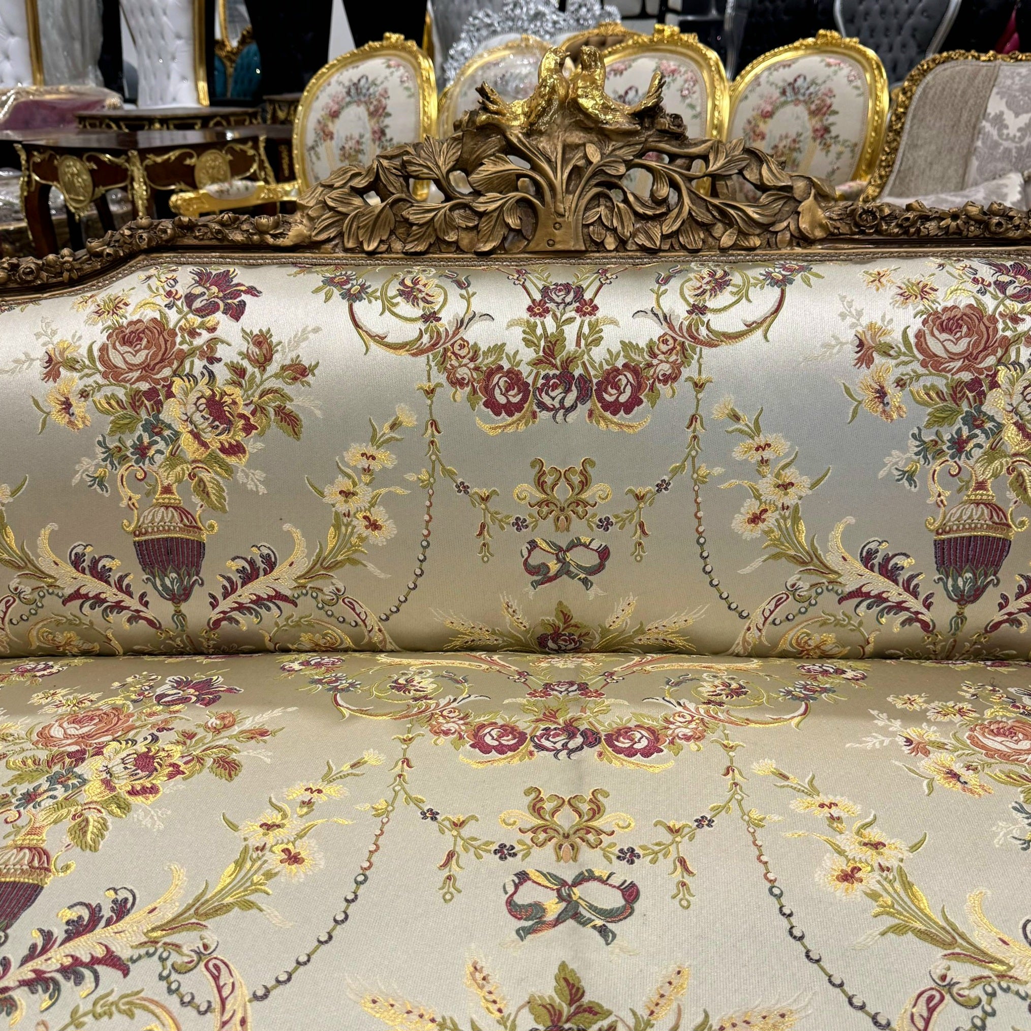 Baroque Style Beige Tan  Sofa Interior Design Gold Details French