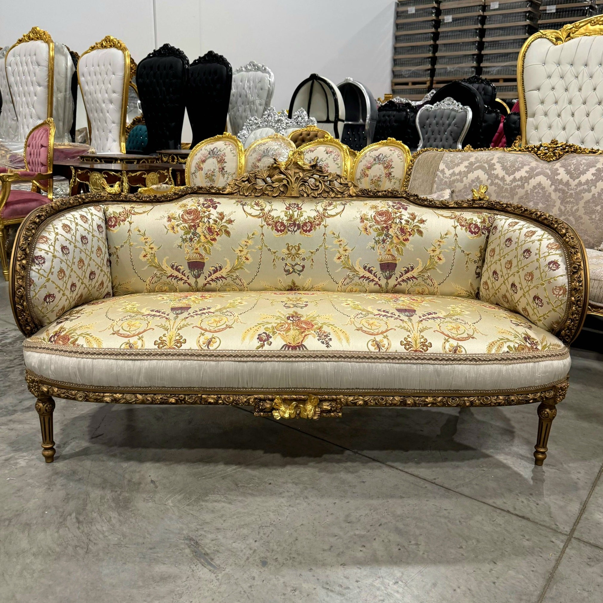 Baroque Style Beige Tan  Sofa Interior Design Gold Details French