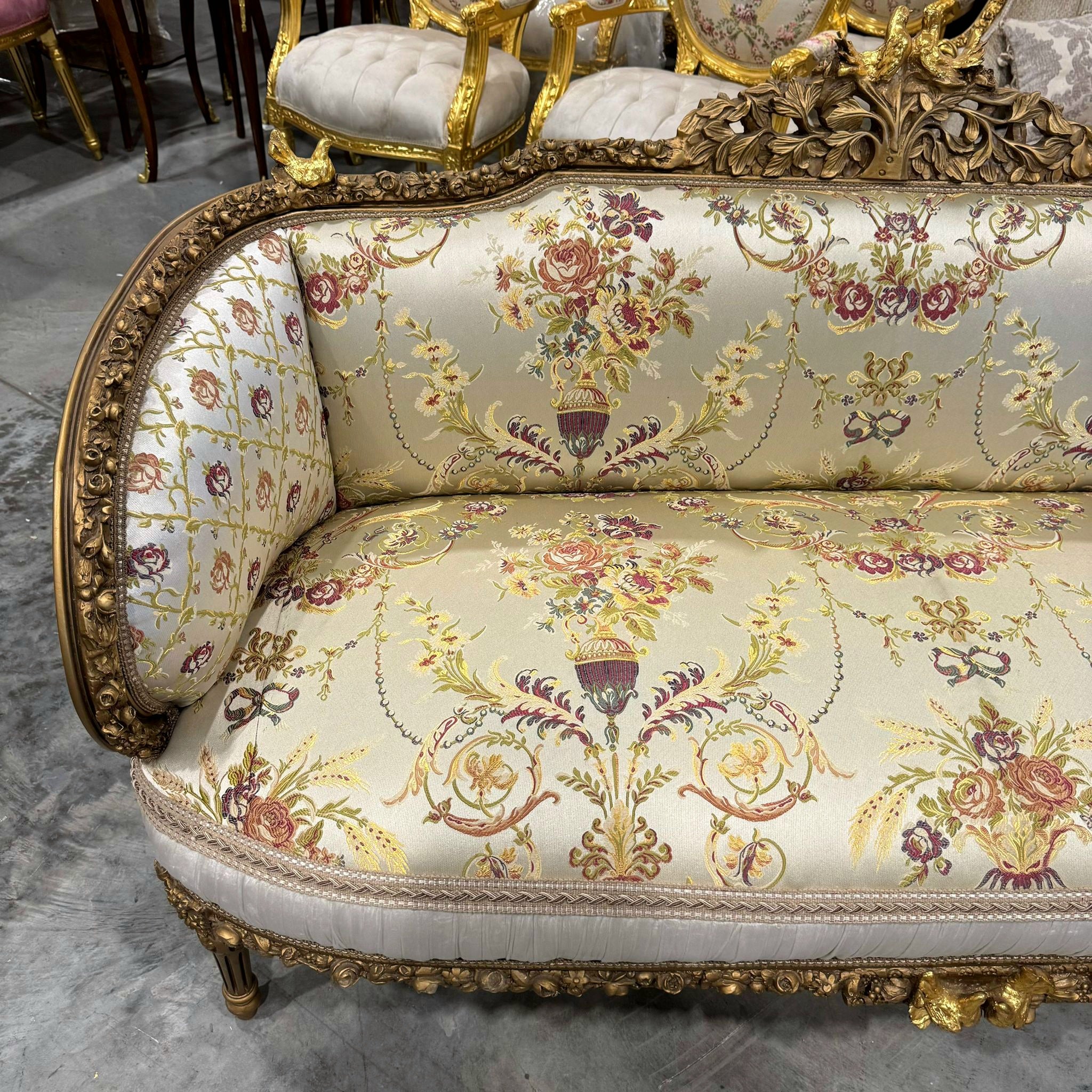 Baroque Style Beige Tan  Sofa Interior Design Gold Details French