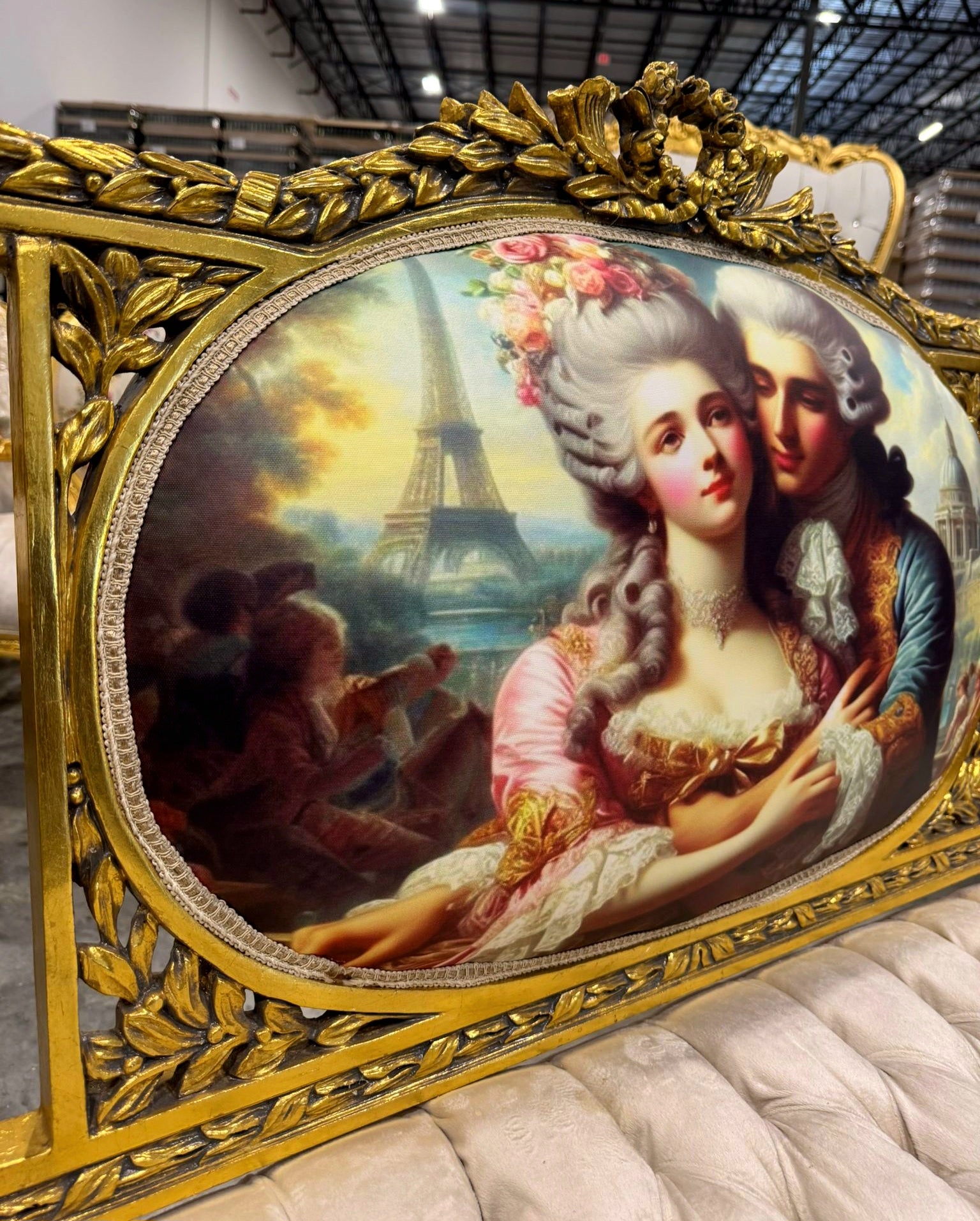 French Louis XV Style Sofa with Embroidery and Gold Details Furniture