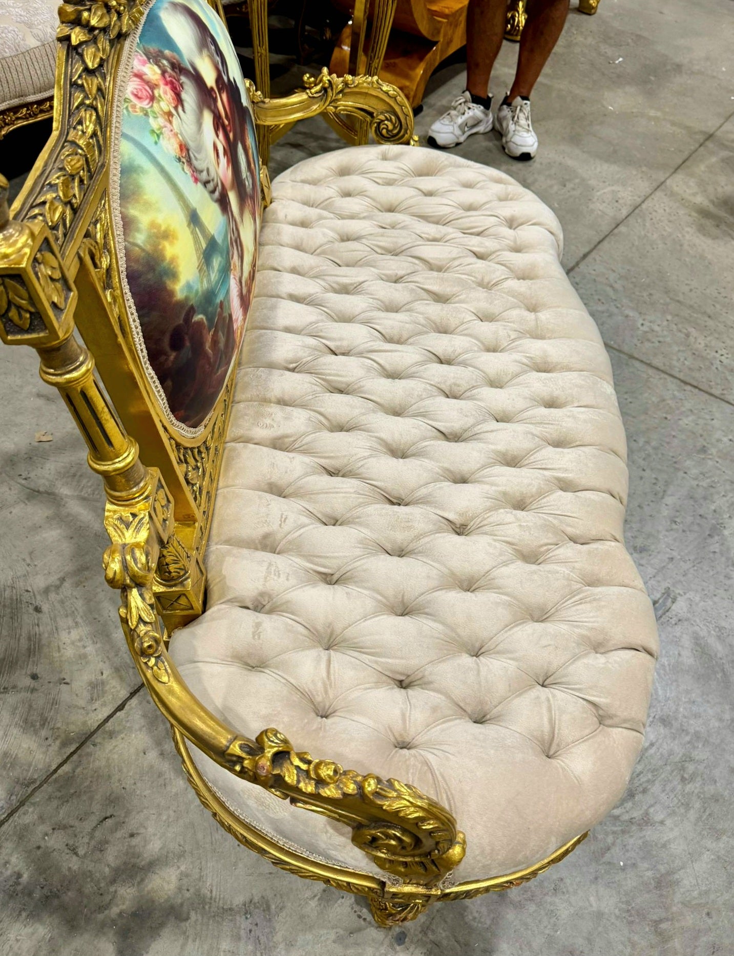 French Louis XV Style Sofa with Embroidery and Gold Details Furniture