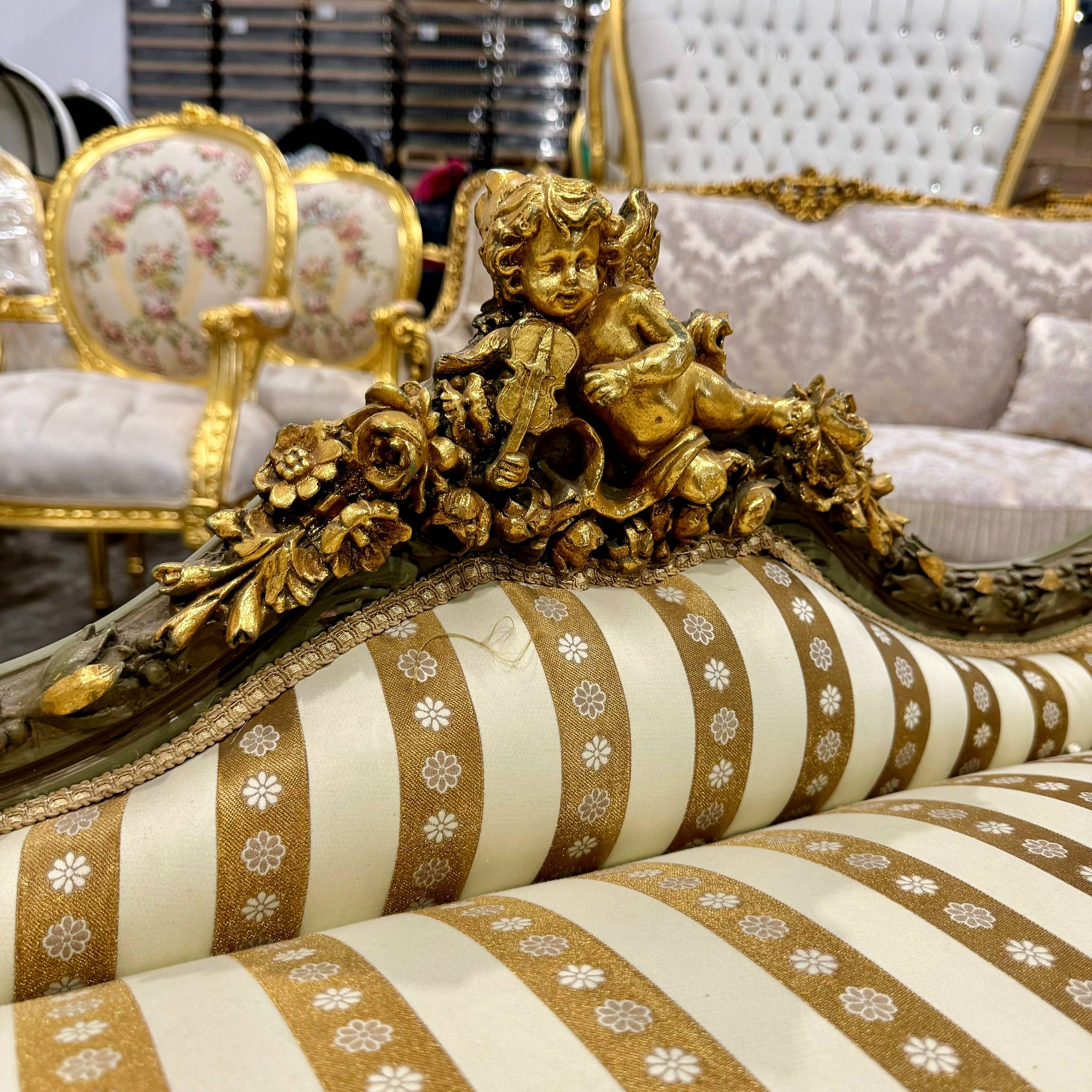 French Style Golden Settee Gold Details Interior Design Furniture Home