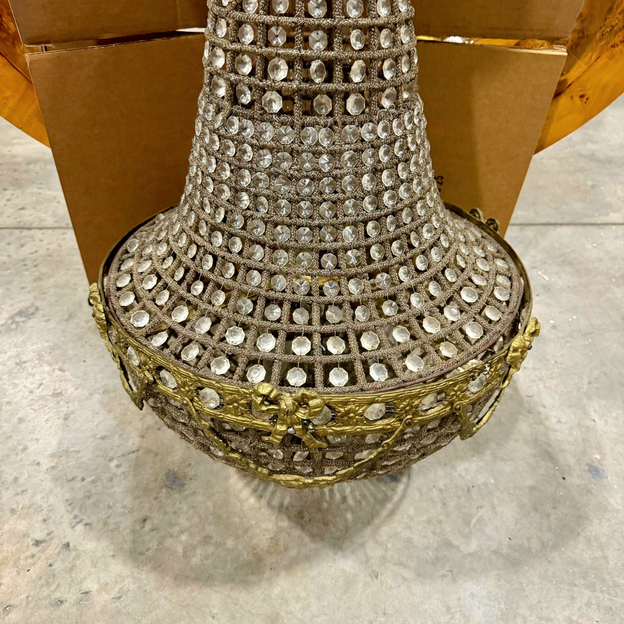 Elegant French Style Chandelier – 40" Tall, Gold Details, Classic Lighting Decor