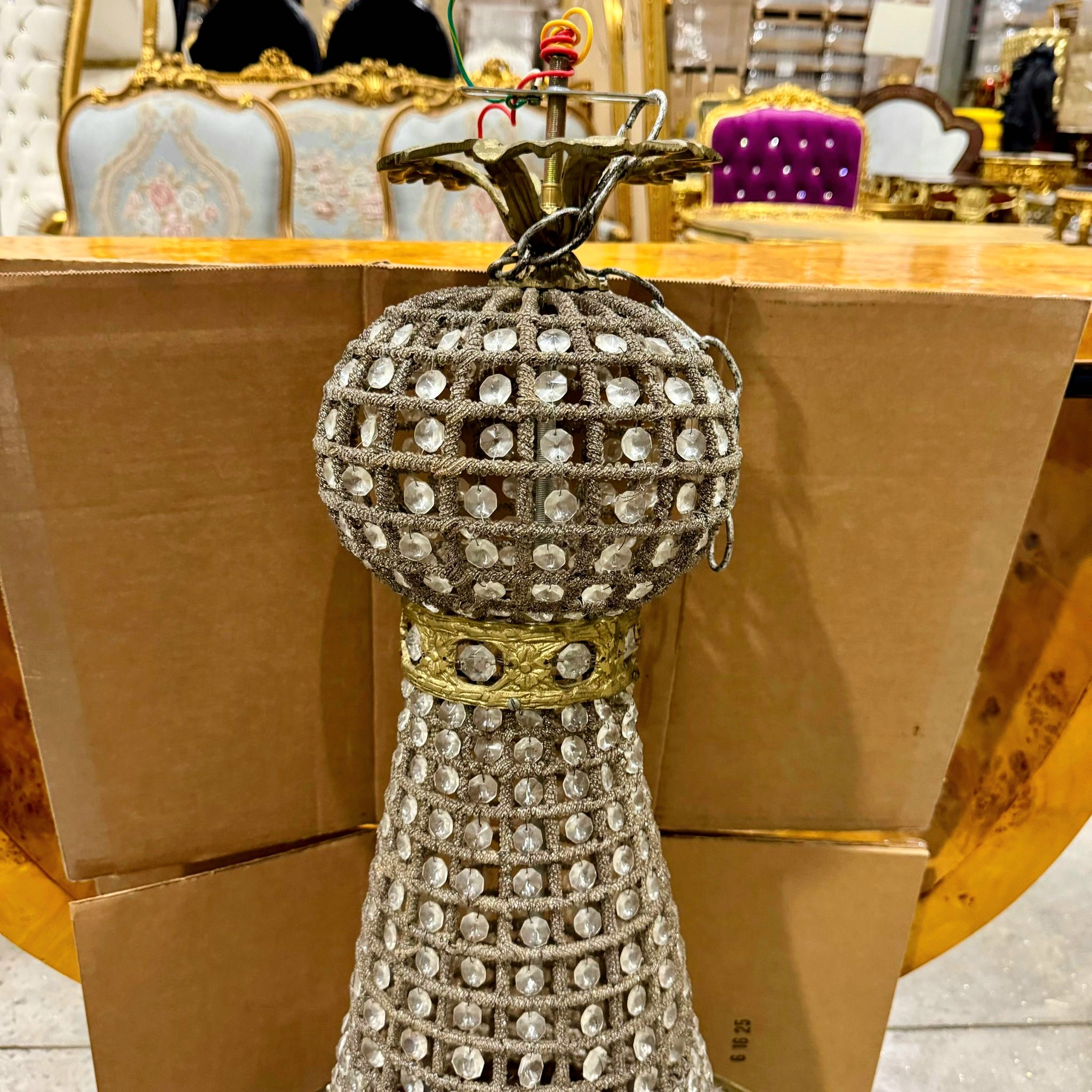 Elegant French Style Chandelier – 40" Tall, Gold Details, Classic Lighting Decor