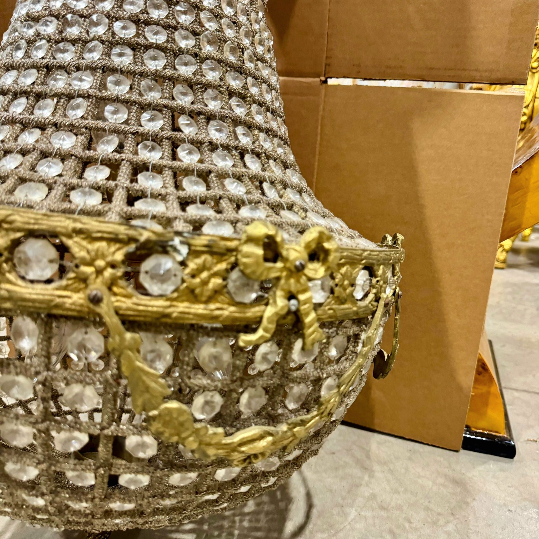 Elegant French Style Chandelier – 40" Tall, Gold Details, Classic Lighting Decor