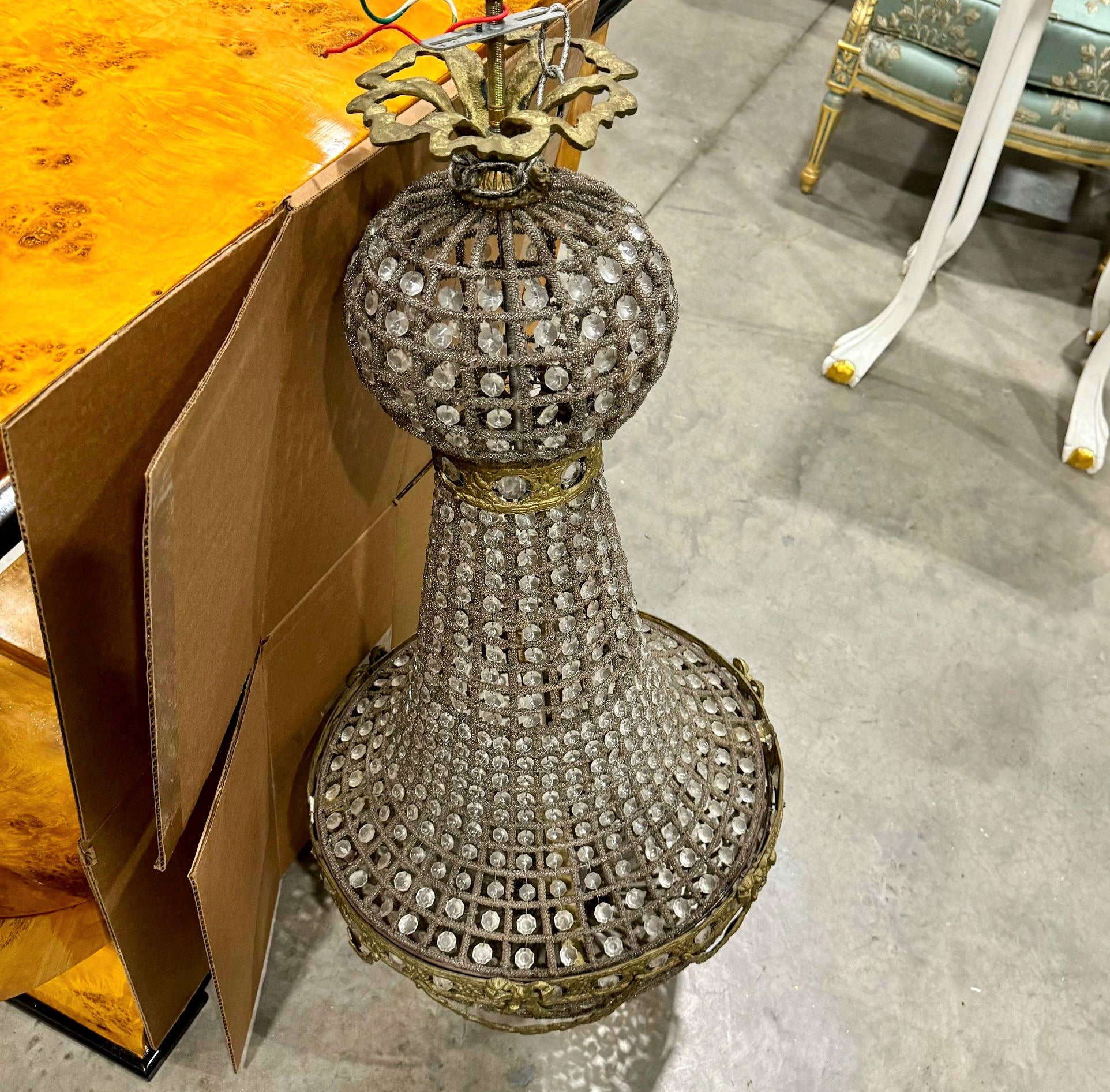 Elegant French Style Chandelier – 40" Tall, Gold Details, Classic Lighting Decor