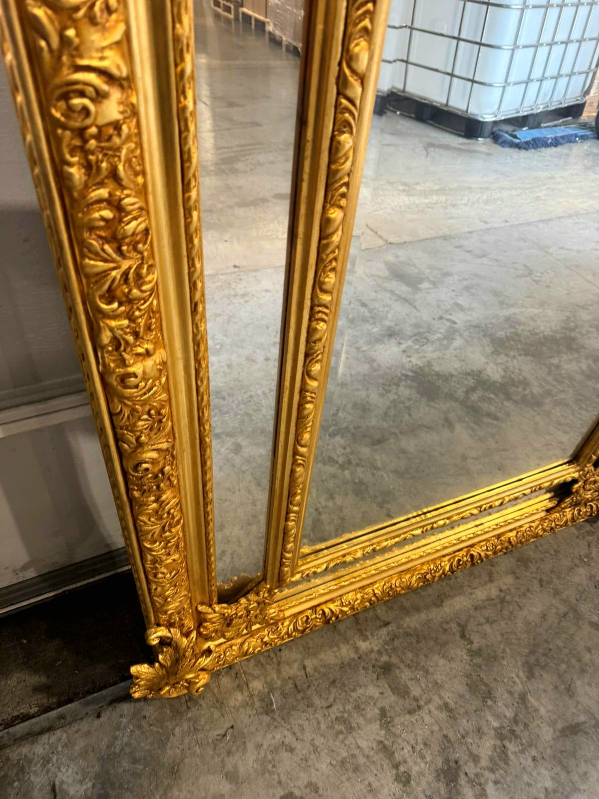 Baroque Rococo Floor Mirror – Gold Leaf Finish, Angels Carved on Both Sides