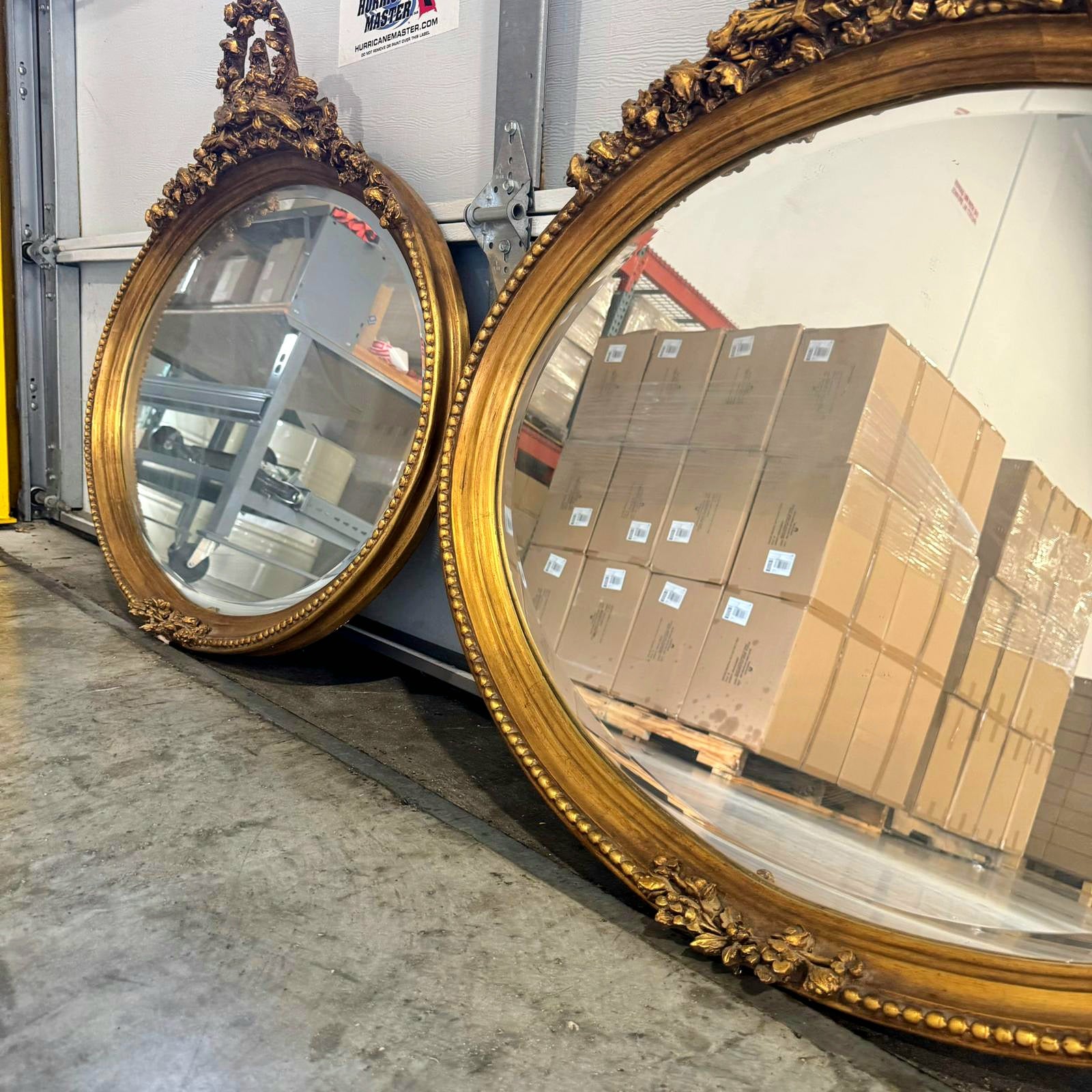 French Italian Style Mirror SET – Oval Gold Leaf Frame, Horizontal Wall Mirror