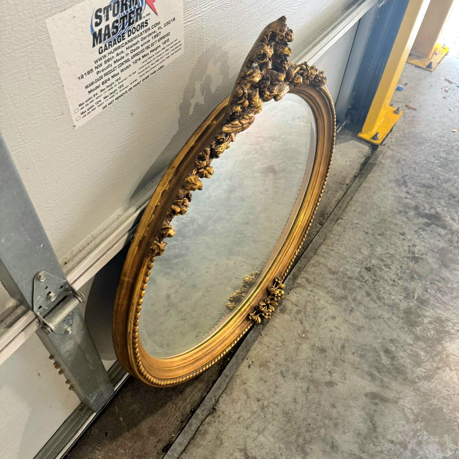 French Italian Style Mirror – Oval Gold Leaf Frame, Horizontal Wall Mirror