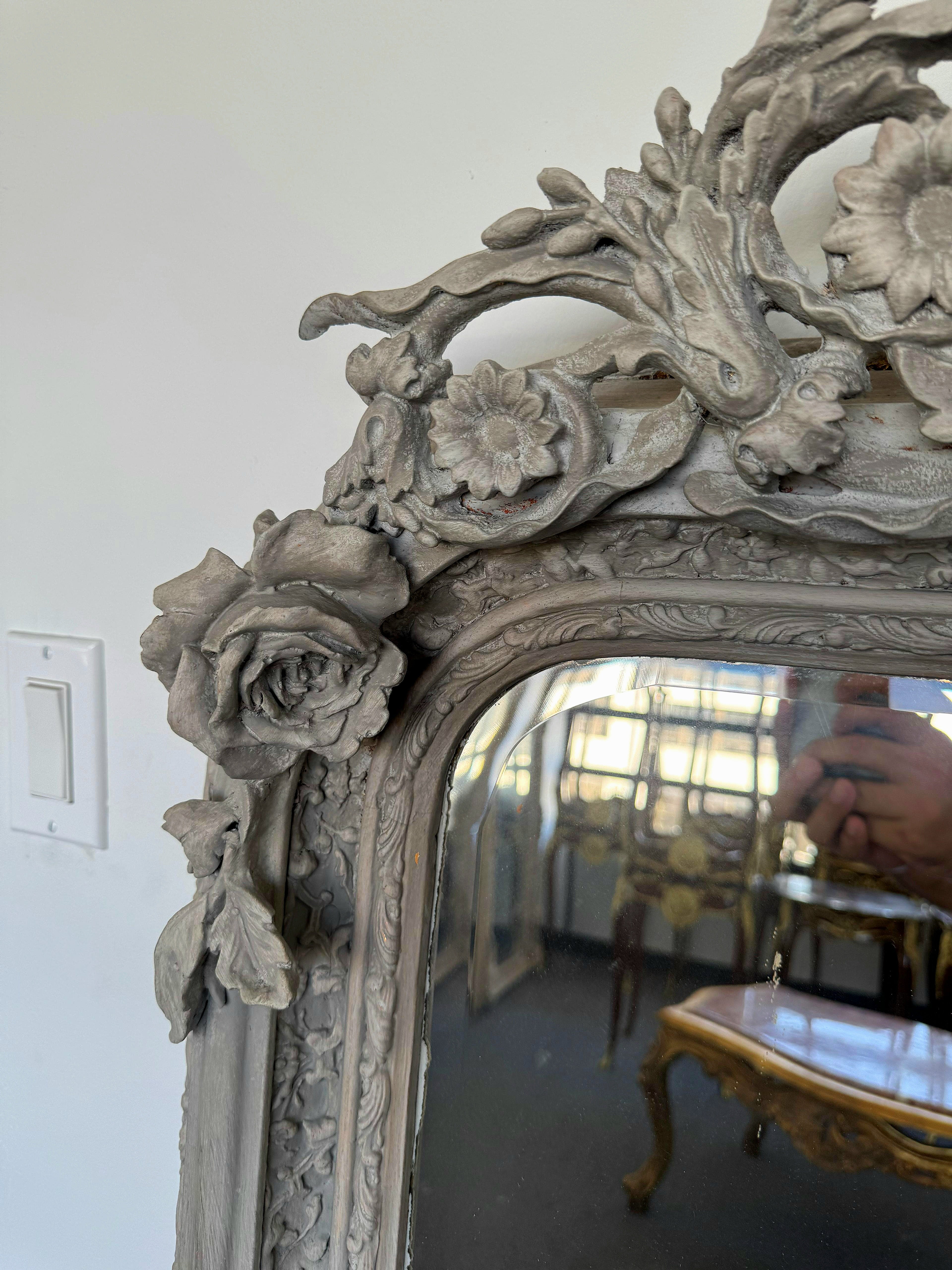 Antique Gray French Style Floor Mirror – 5 Feet Tall Home Decor Mirror