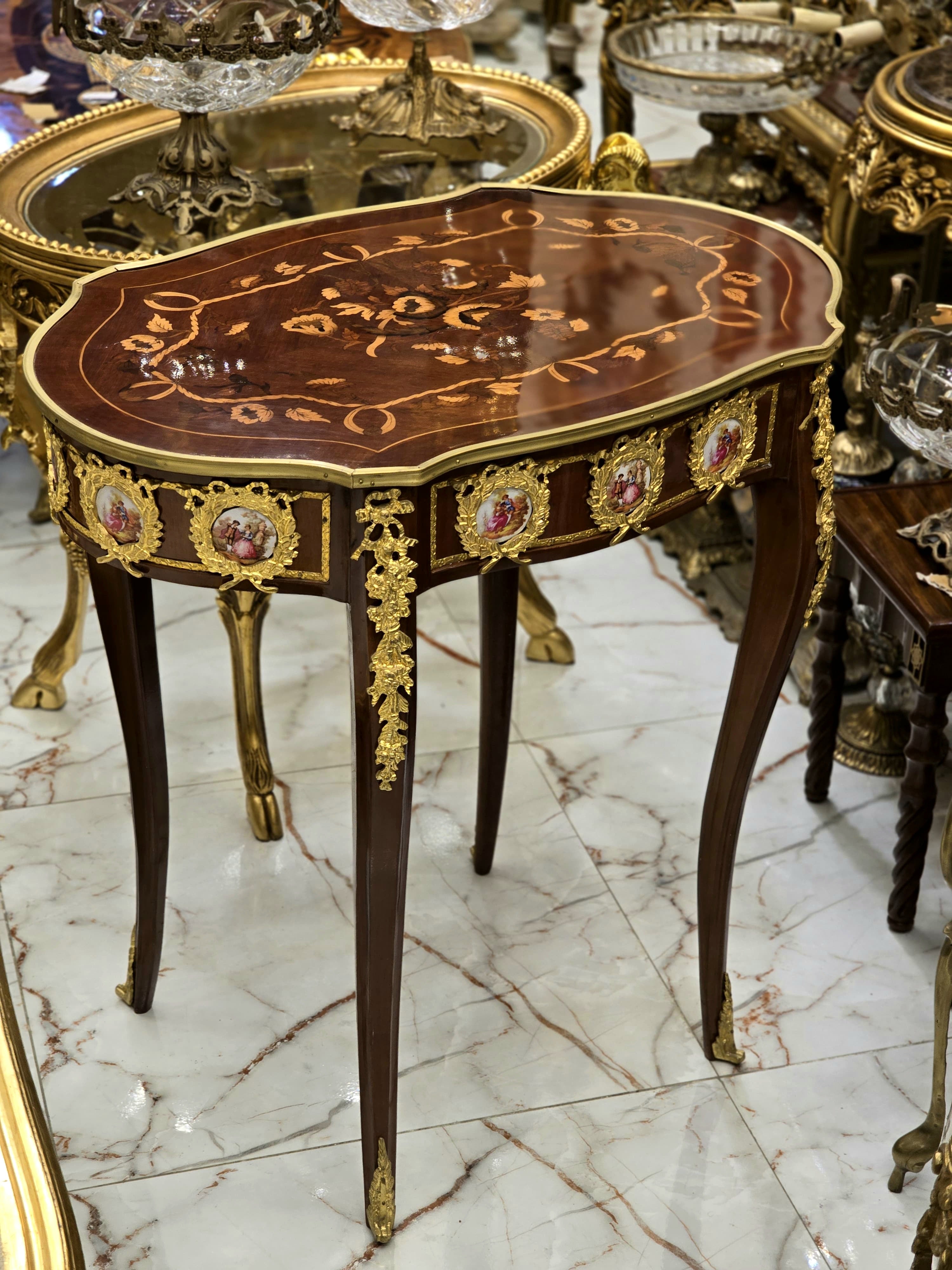 Rococo Style Coffee Table – Wood with Gold Leaf Details
