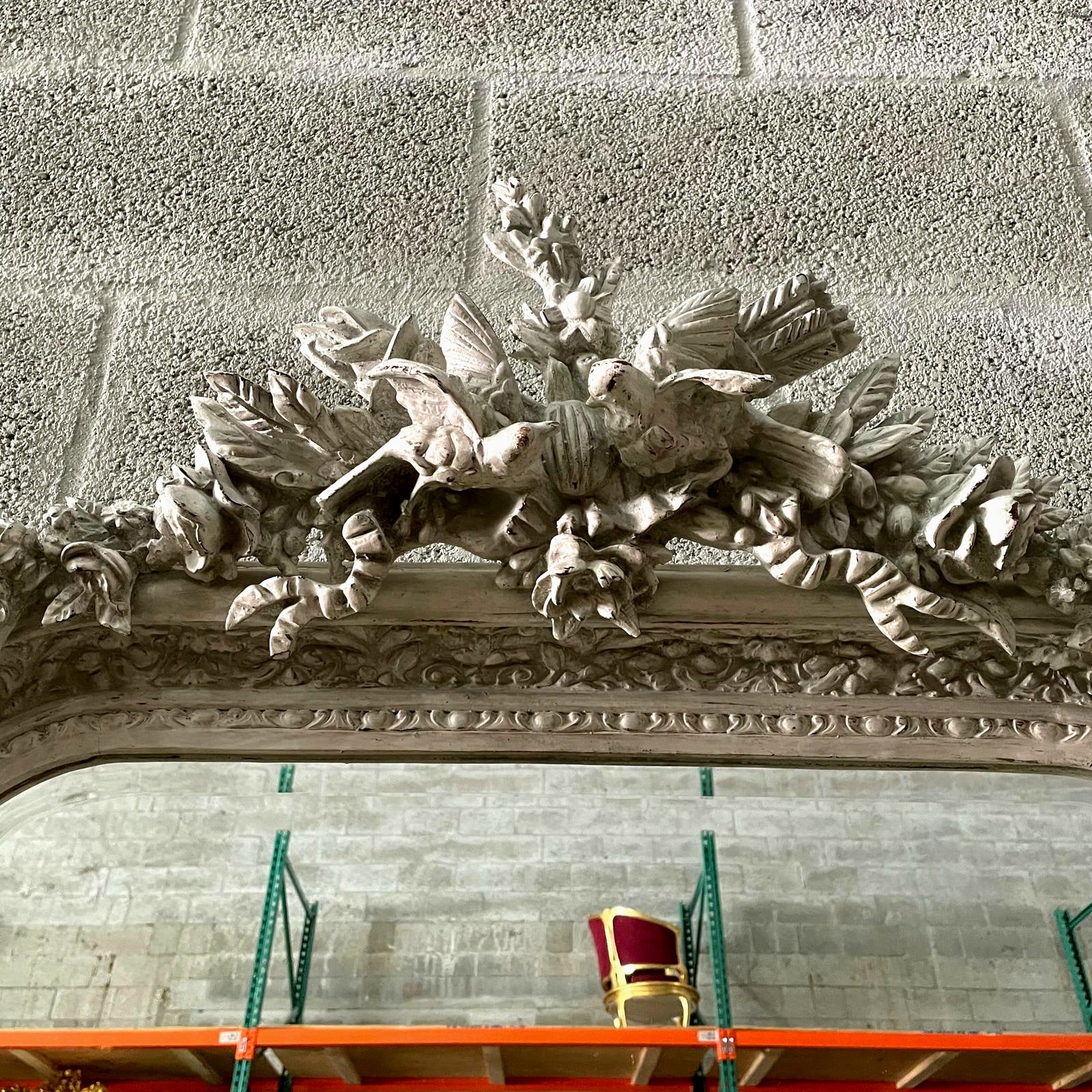 French Style Floor Mirror – 5 ft Tall Statement Mirror in Light Bone Gray Finish