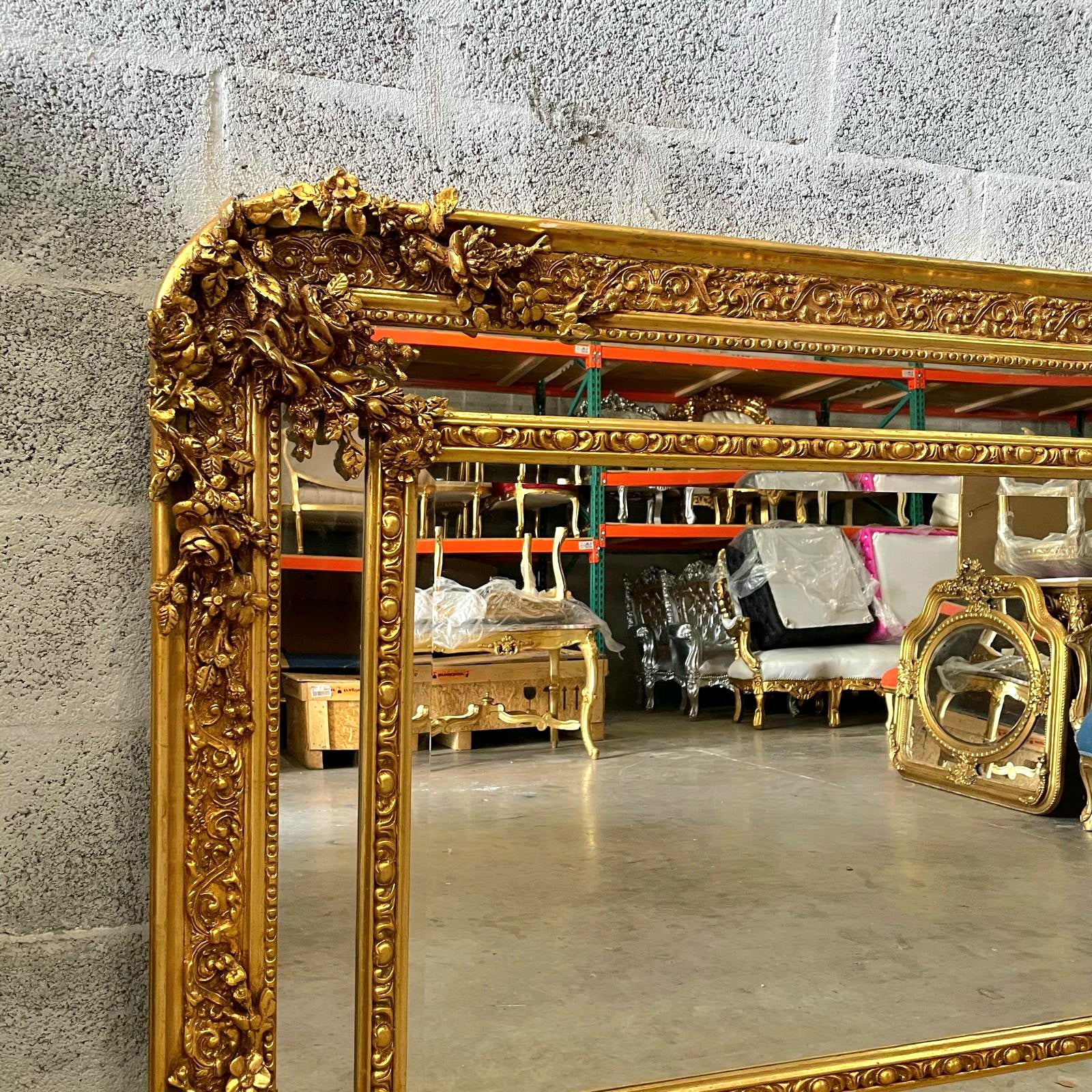 Rococo Style Gold Rectangular Wall Mirror – French Gold Leaf, 40" x 55"