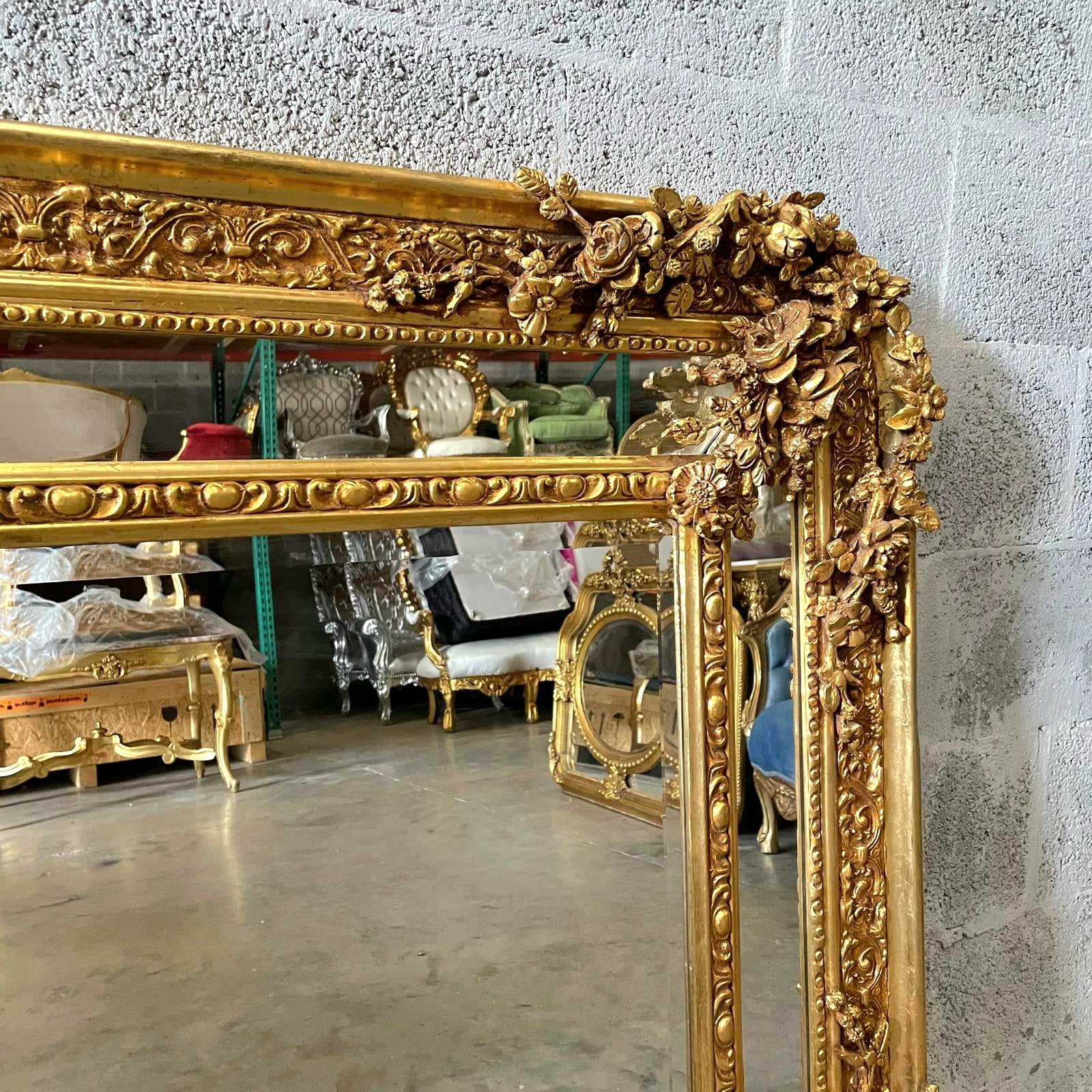 Rococo Style Gold Rectangular Wall Mirror – French Gold Leaf, 40" x 55"
