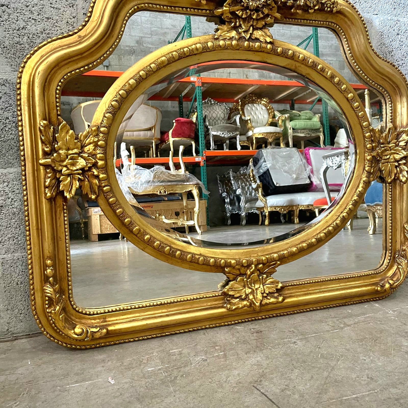 Baroque Style Vintage Gold Wall Mirror – French Floral Statement Mirror