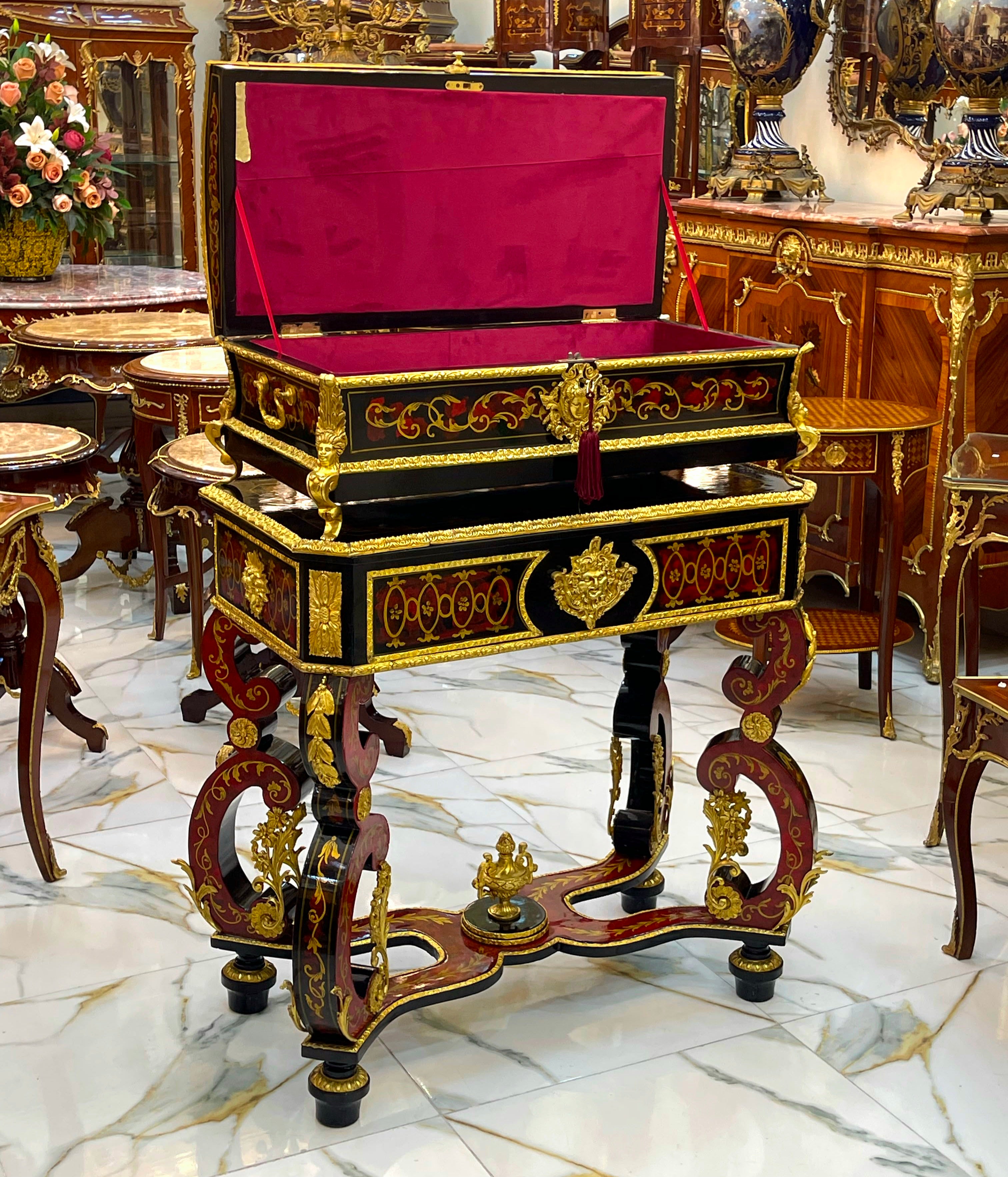 French Restoration-Inspired Marriage Chest on Ornate Stand – Handcrafted Wood & Gold Leaf