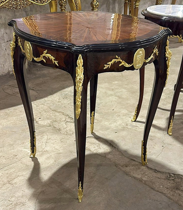 French Louis XVI Style Side Table – Wood with Elegant Gold Leaf Detailing