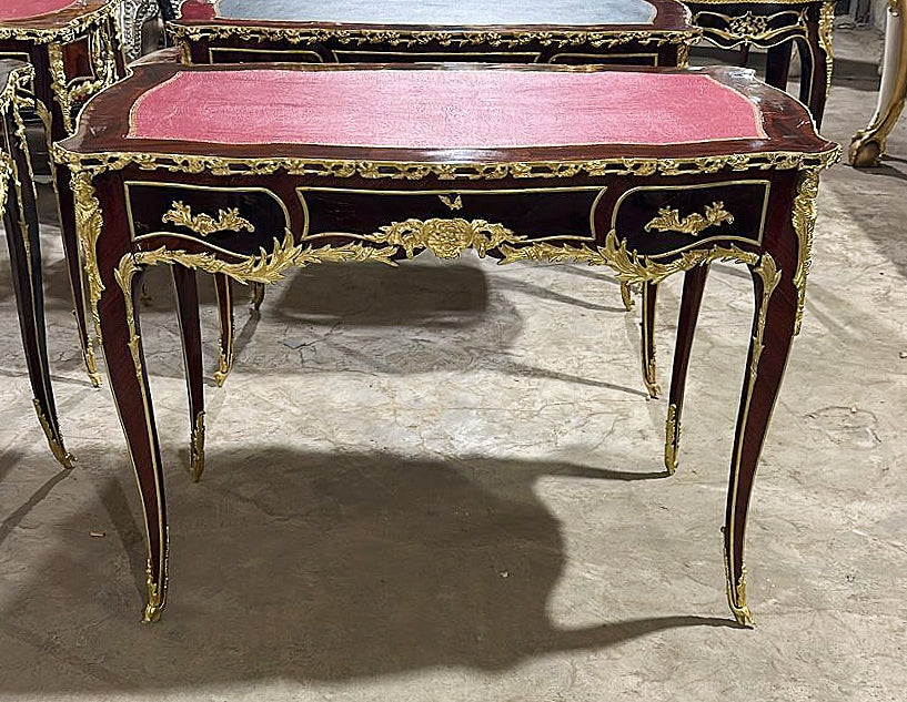 French Louis XVI Style Copper Desk With Gold Details
