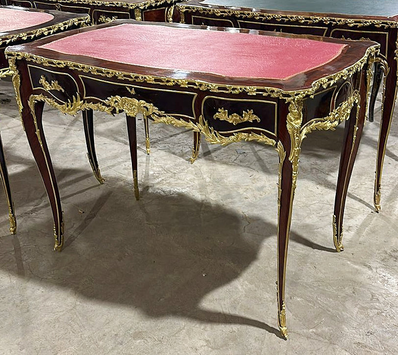 French Louis XVI Style Copper Desk With Gold Details