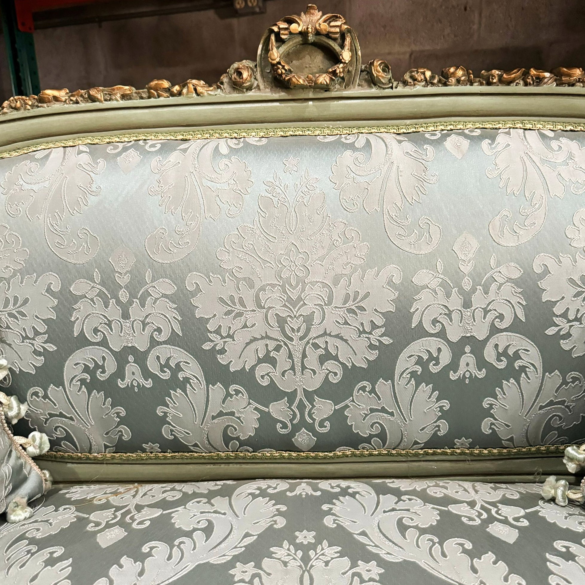 Baroque Style Blue Sofa Interior Design Gold Leaf Details French