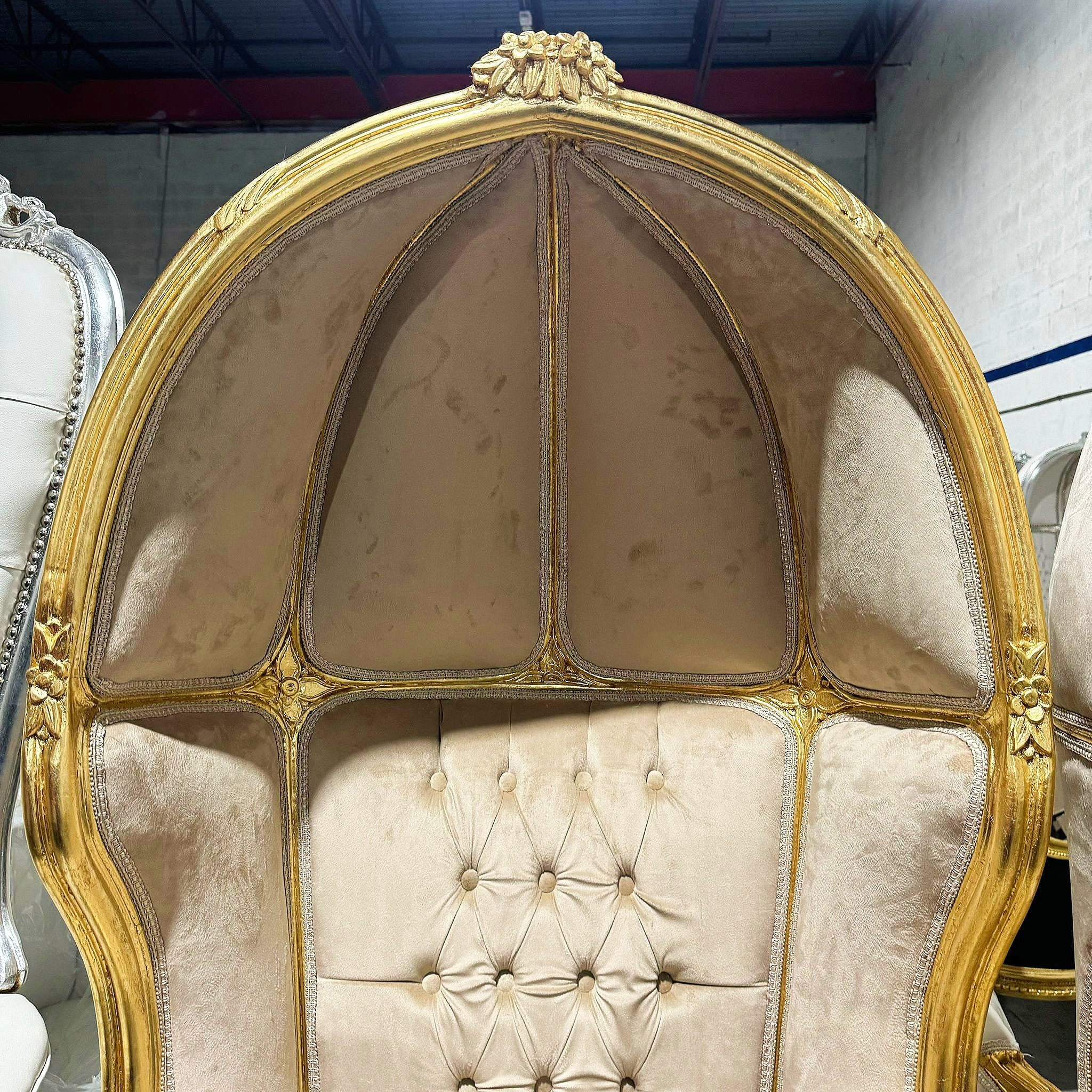 Balloon Chair French Style Dark Beige High-Back Canopy Lacquer Chair