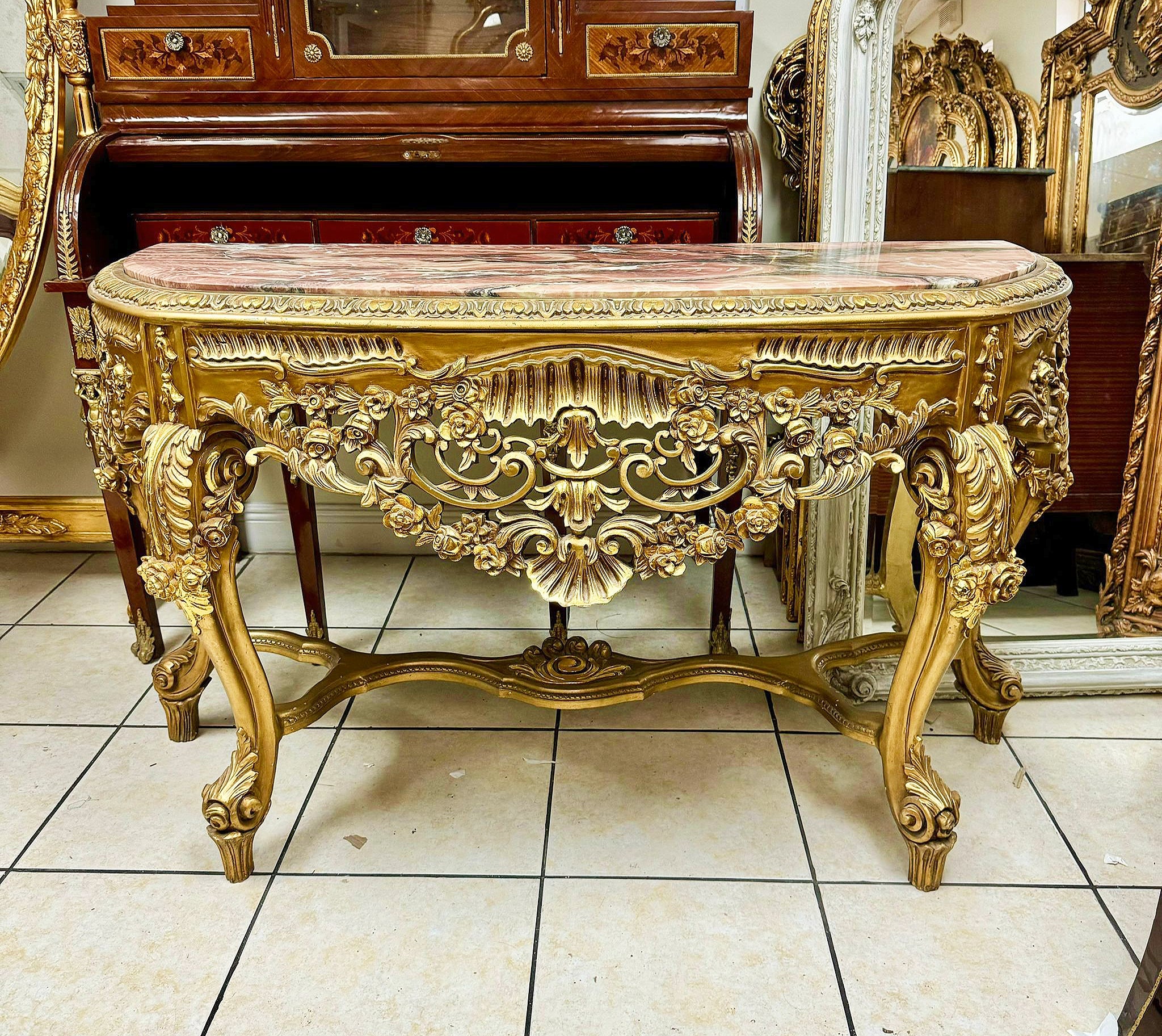 French Style Console Marble Topped
