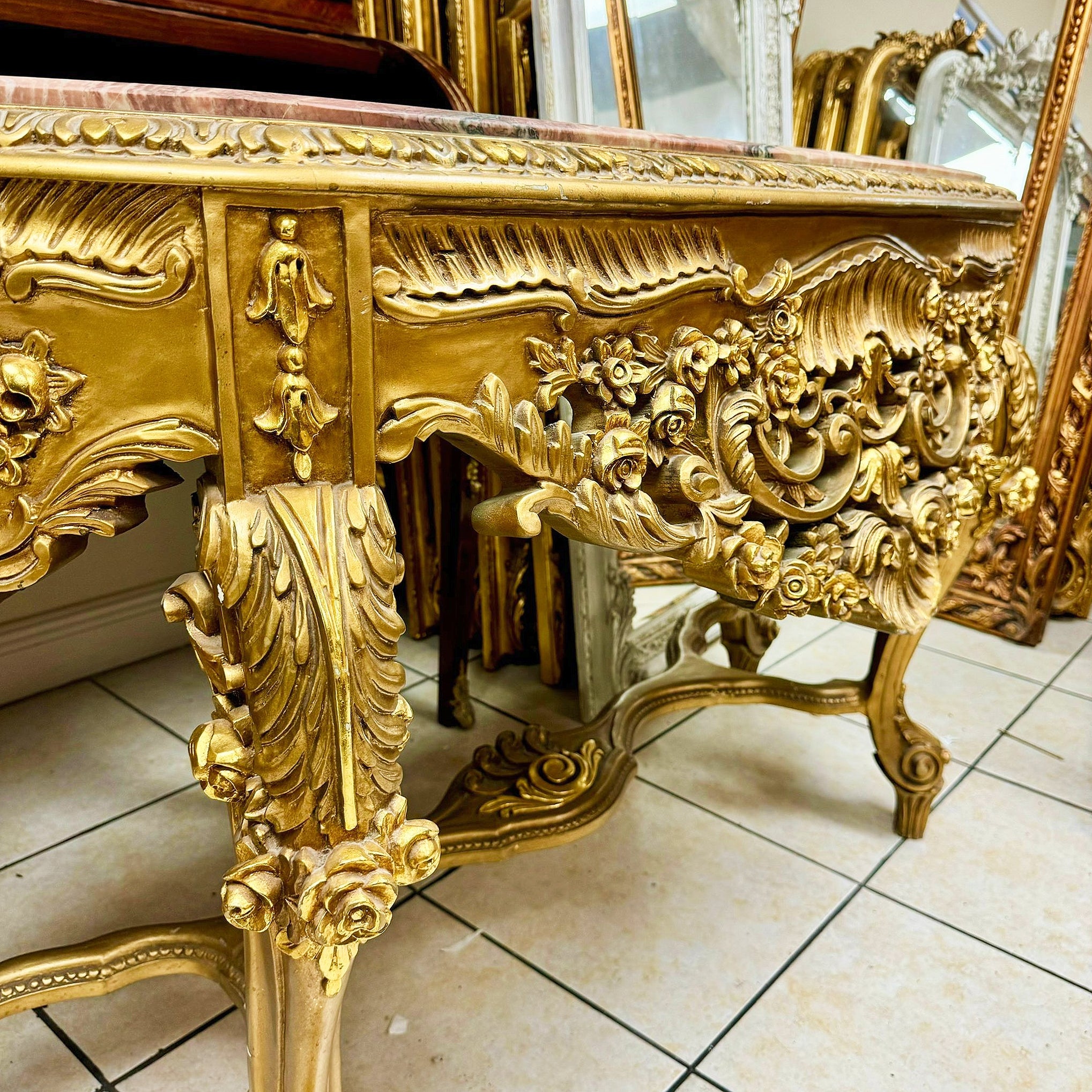 French Style Console Marble Topped