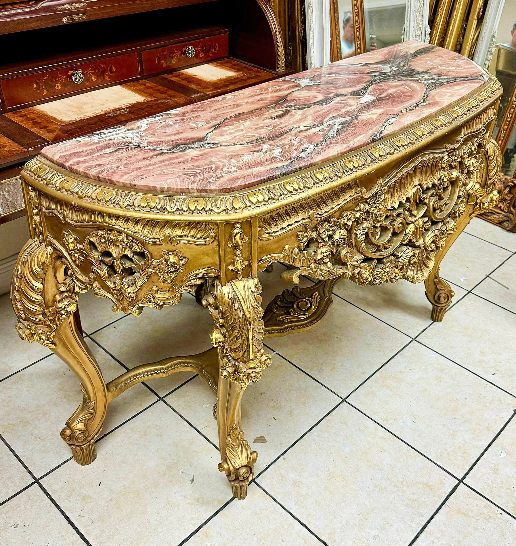 French Style Console Marble Topped