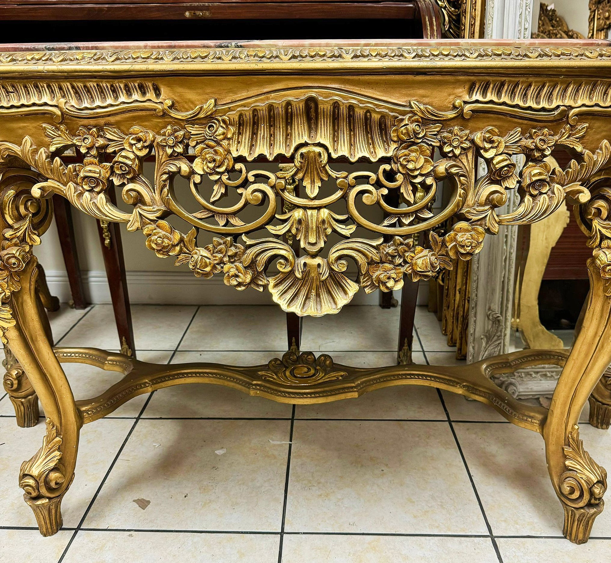 French Style Console Marble Topped
