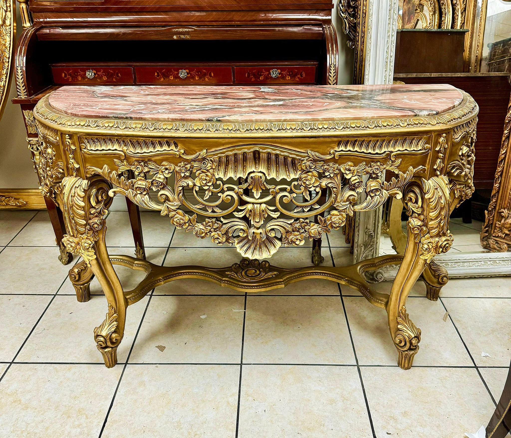 French Style Console Marble Topped