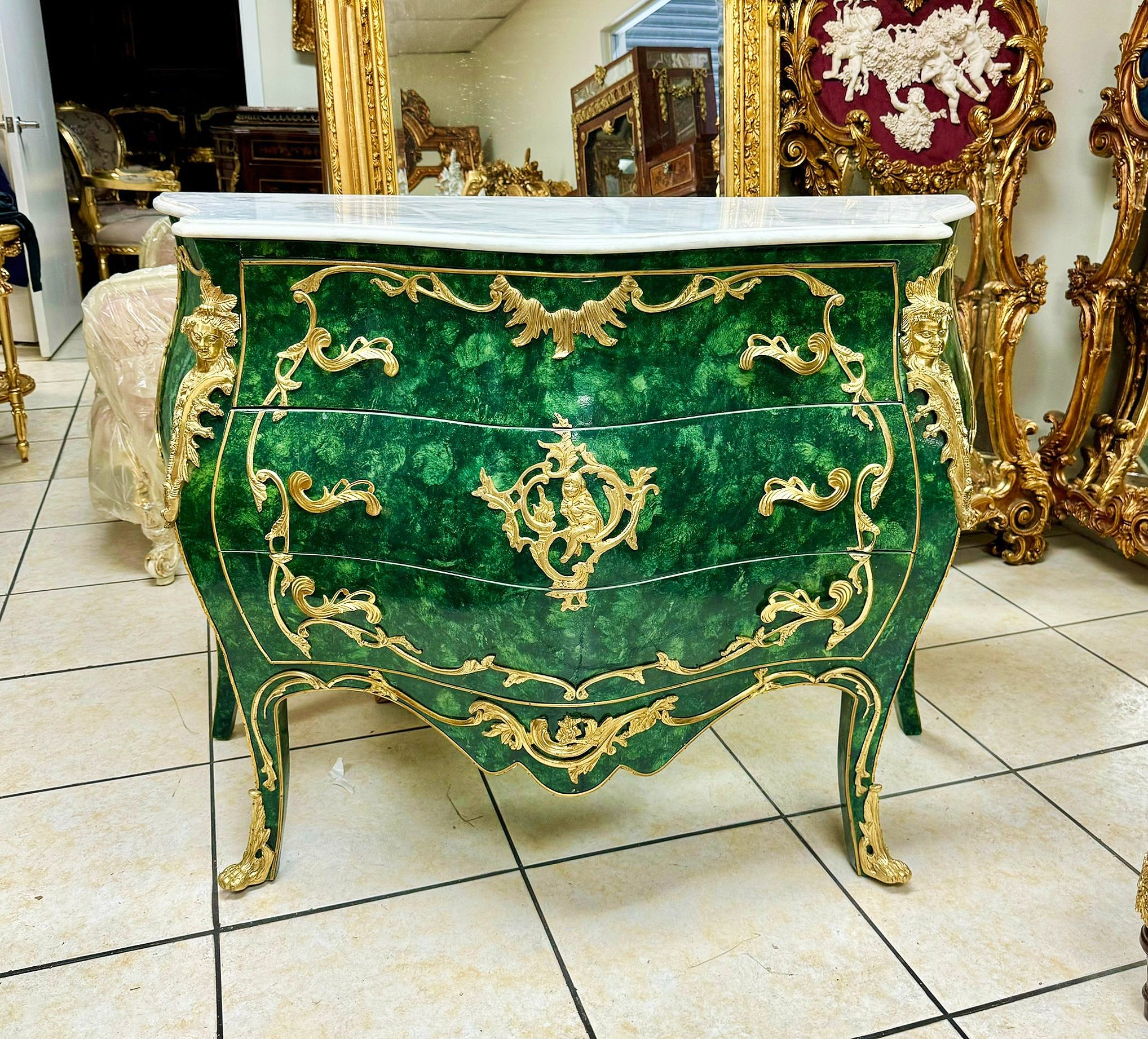 Green Commode Marble topped French Louis XVI Style Furniture Interior design