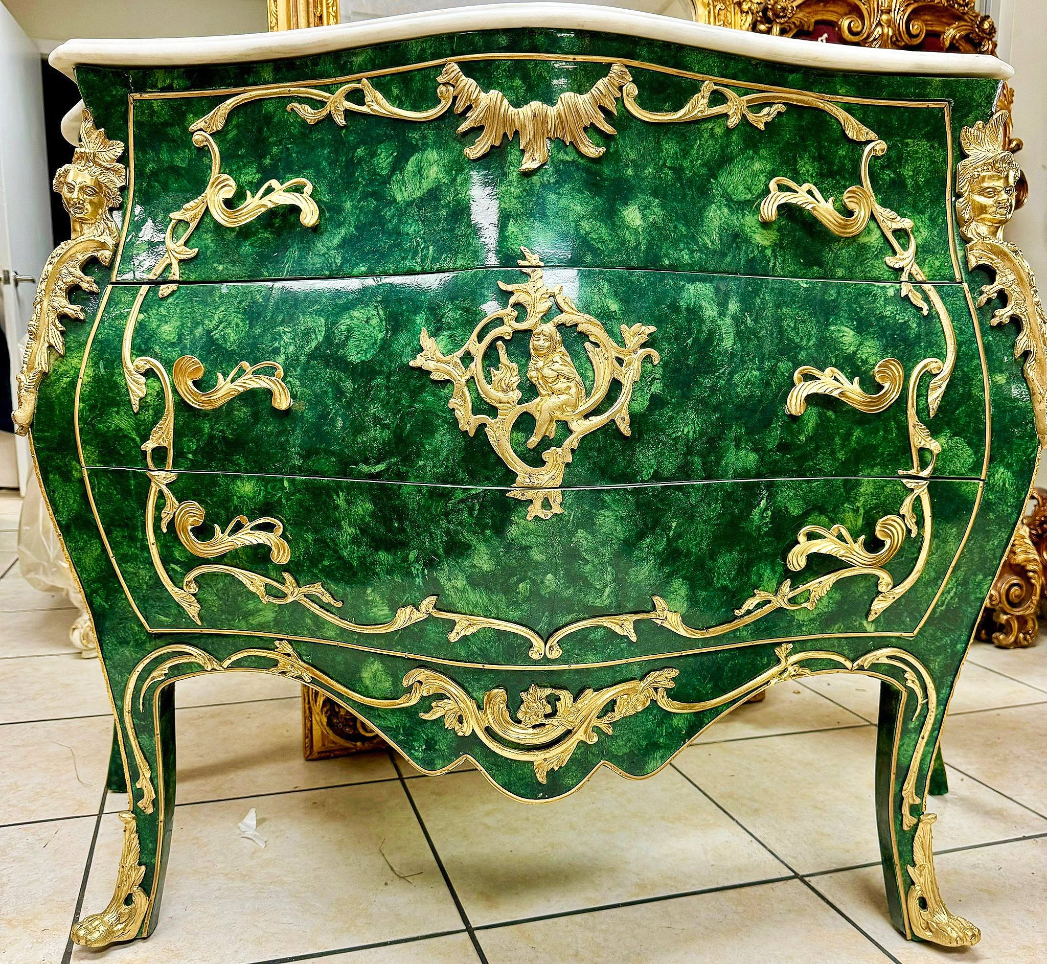 Green Commode Marble topped French Louis XVI Style Furniture Interior design