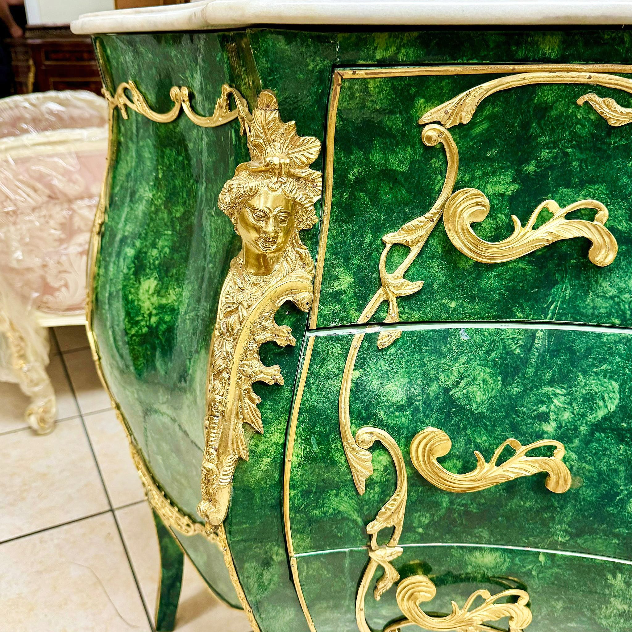 Green Commode Marble topped French Louis XVI Style Furniture Interior design