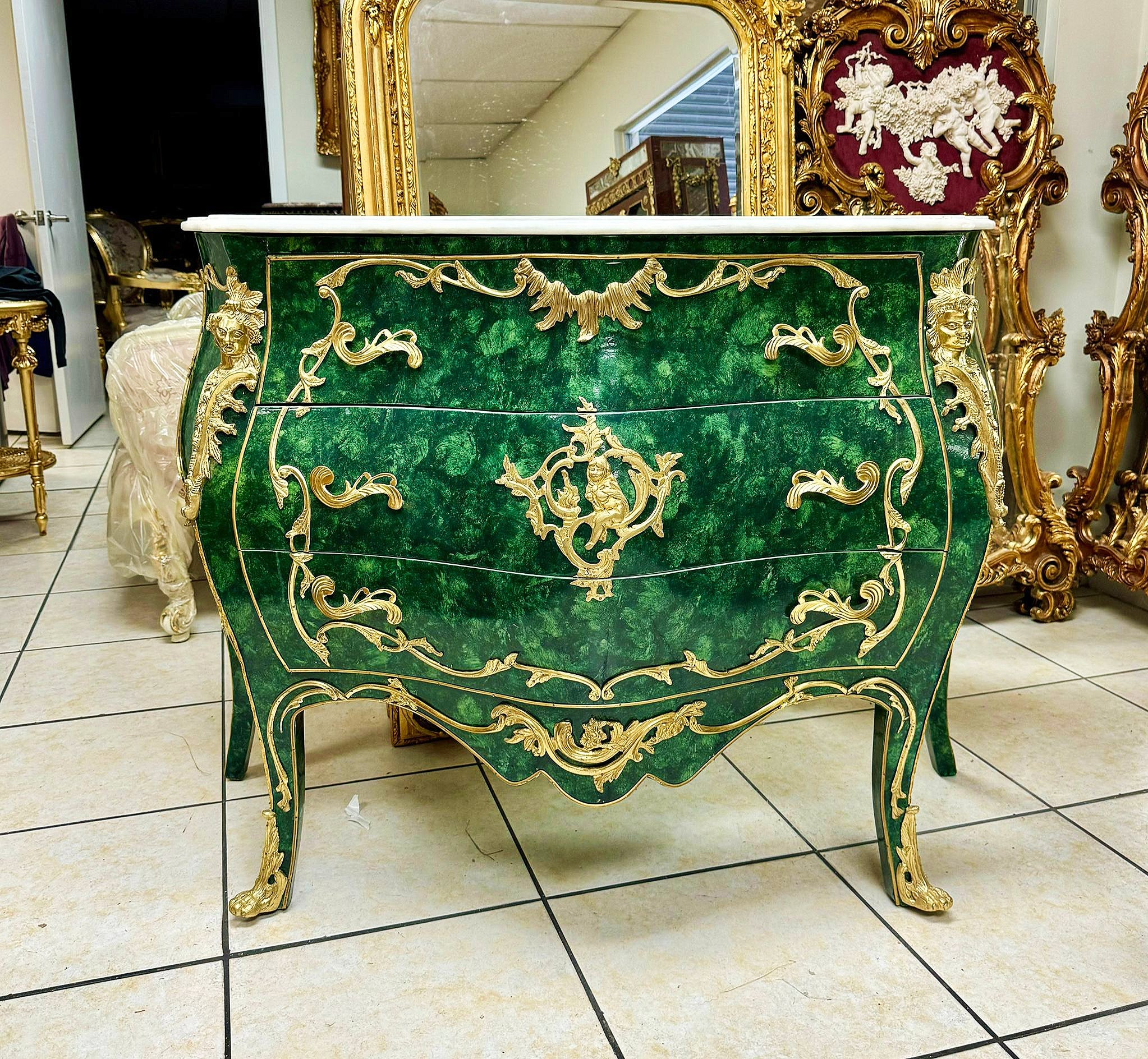 Green Commode Marble topped French Louis XVI Style Furniture Interior design
