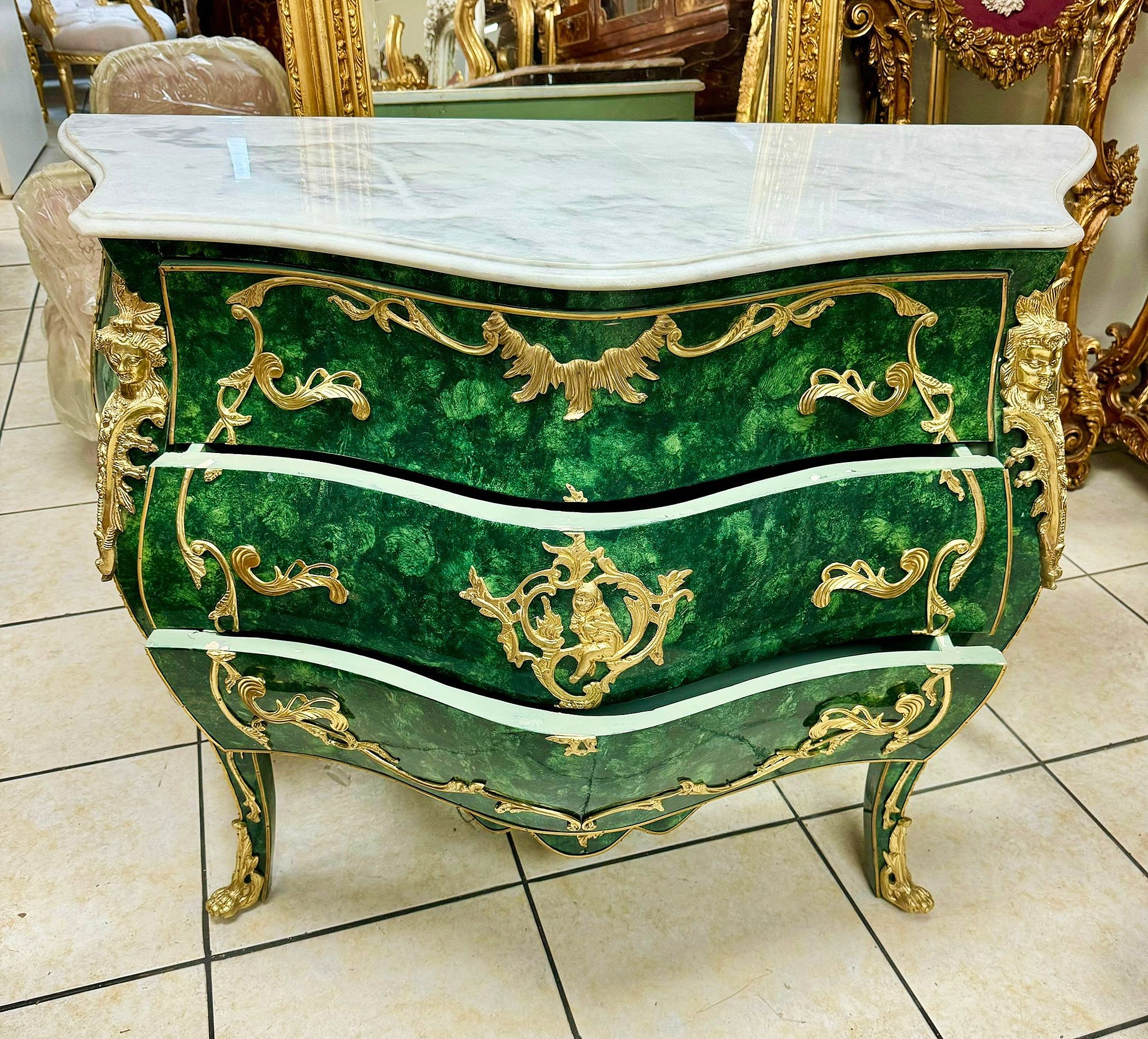 Green Commode Marble topped French Louis XVI Style Furniture Interior design