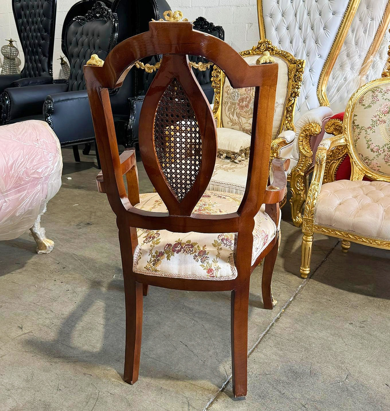 French Style Side Chairs With Gold Details- Set of 2