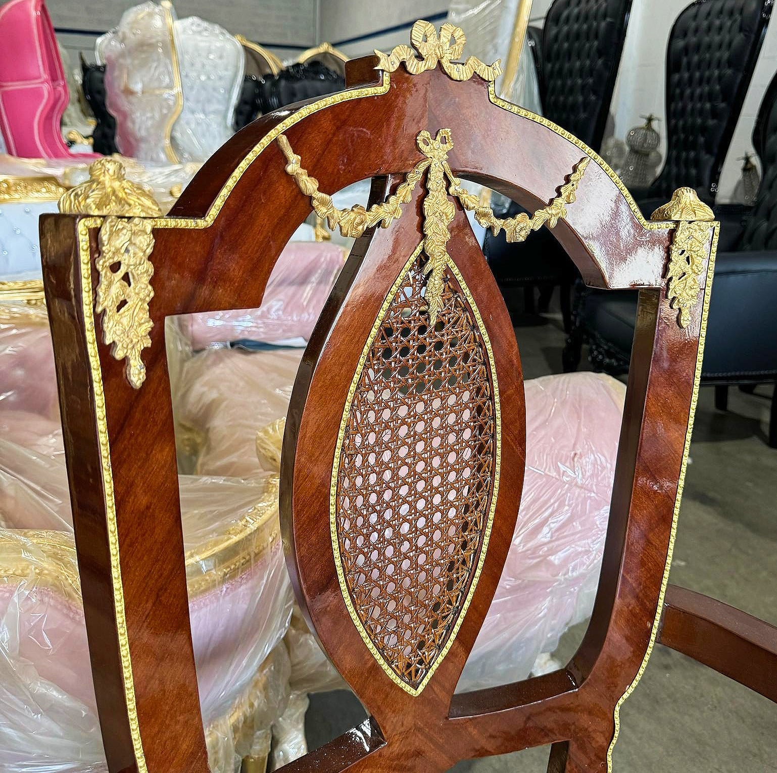 French Style Side Chairs With Gold Details- Set of 2