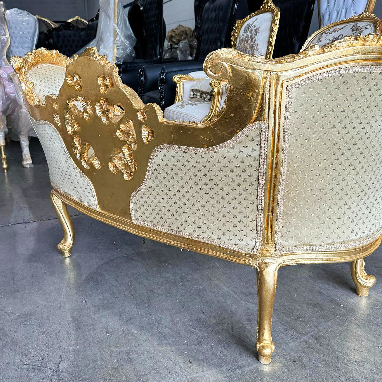 French Style Golden  Settee Gold Details Interior Design Furniture Home