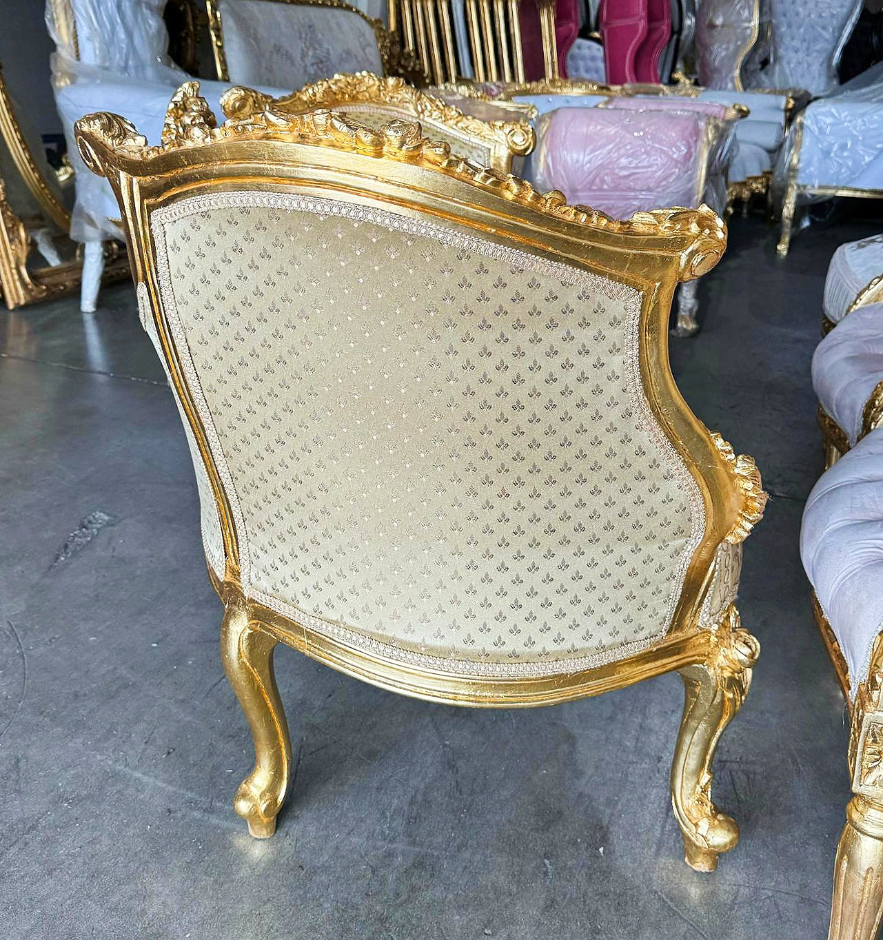 French Style Golden  Settee Gold Details Interior Design Furniture Home