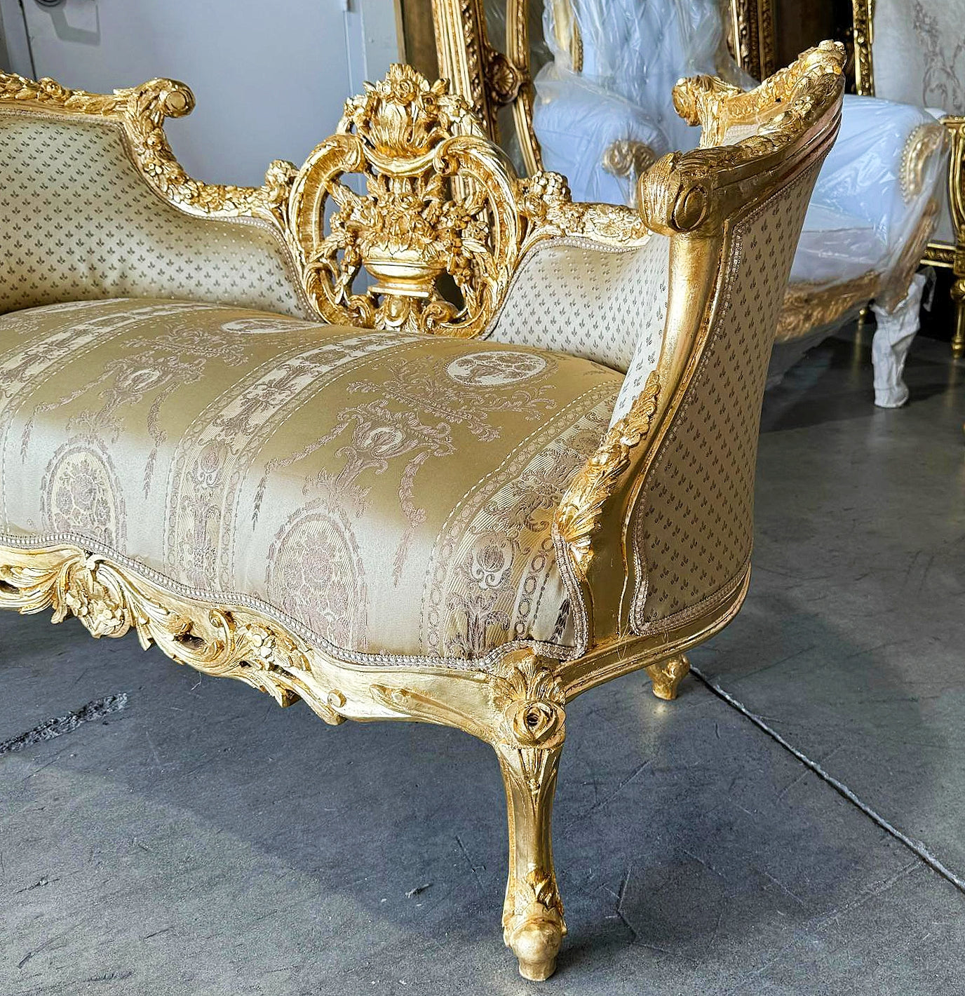 French Style Golden  Settee Gold Details Interior Design Furniture Home