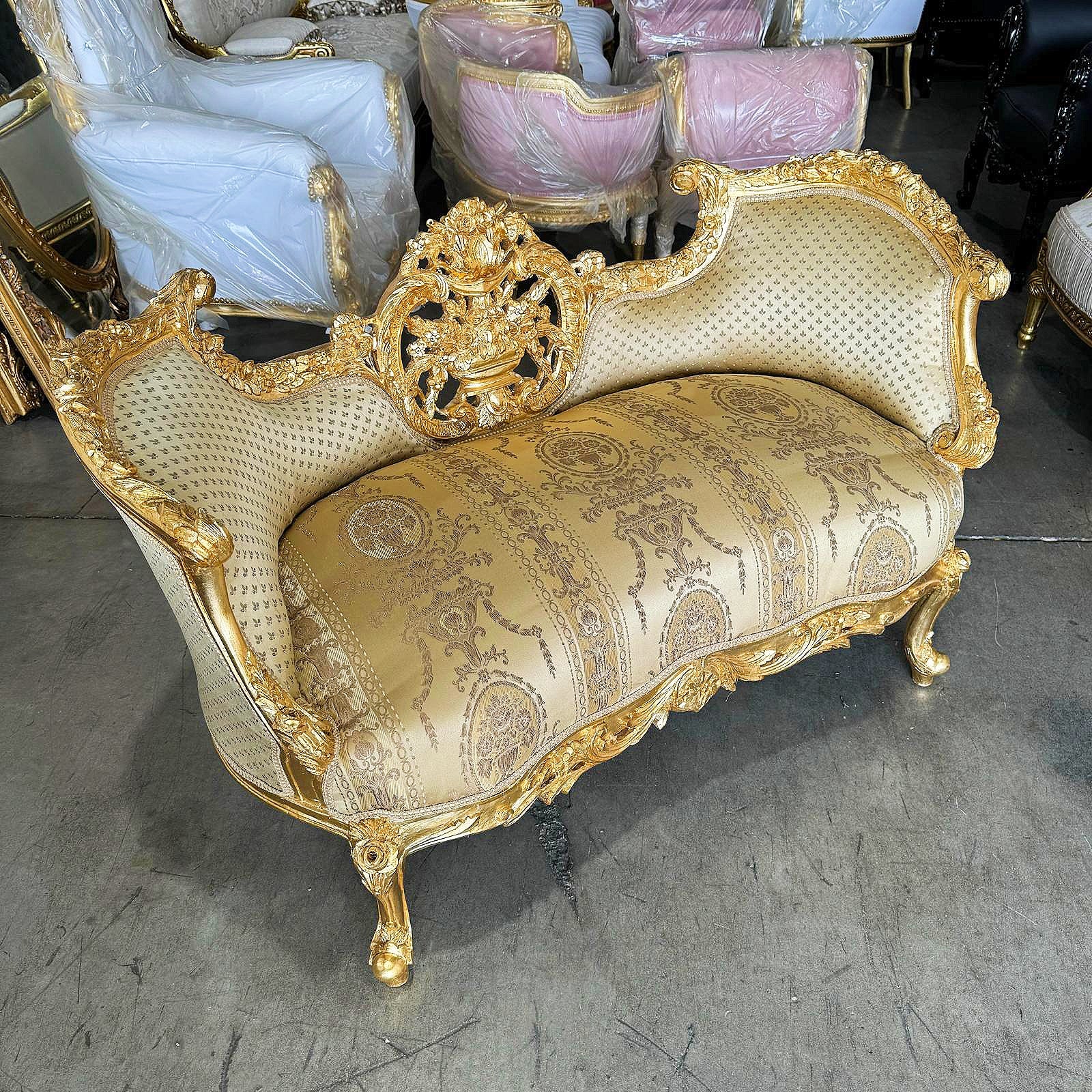 French Style Golden  Settee Gold Details Interior Design Furniture Home
