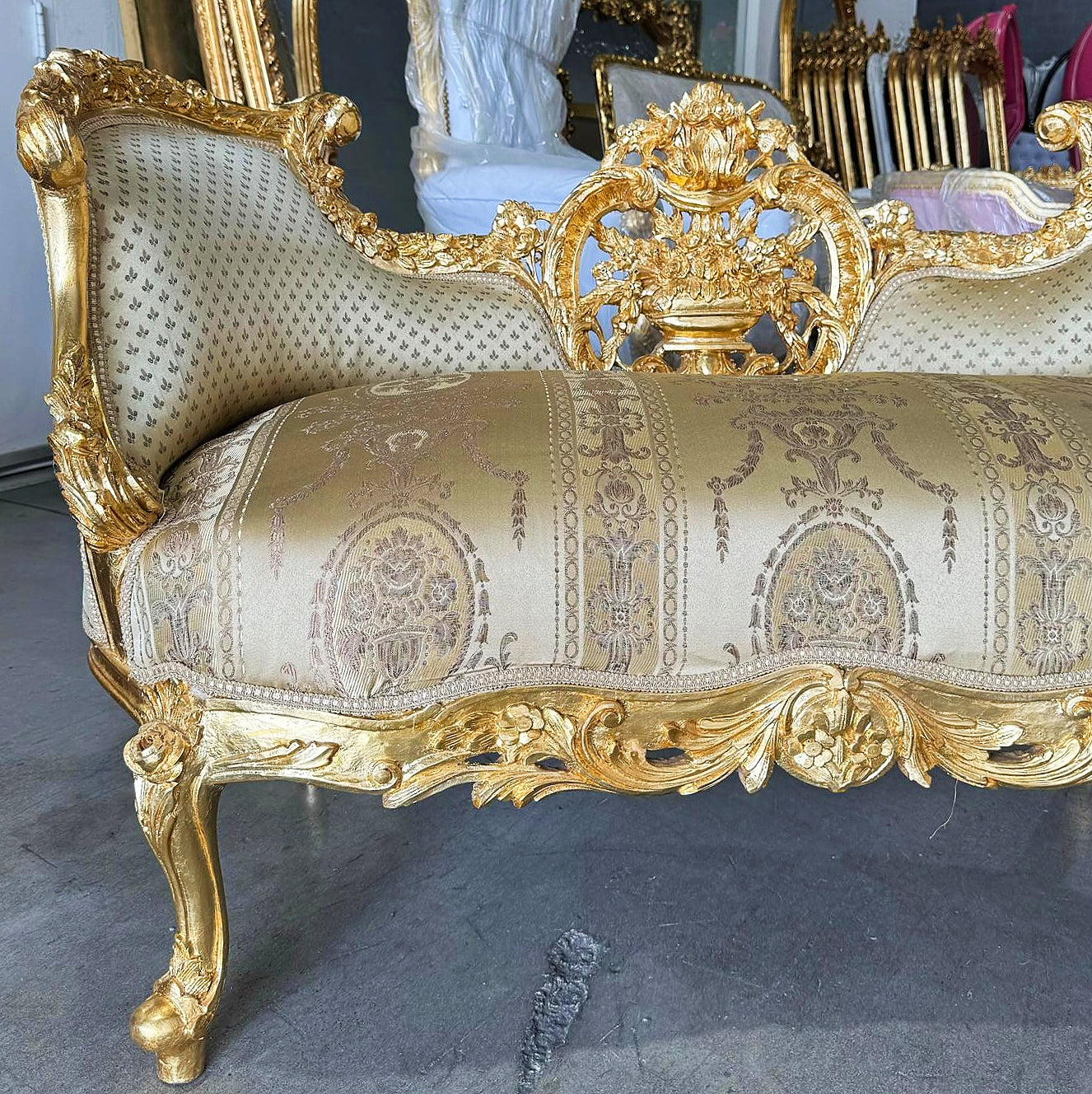 French Style Golden  Settee Gold Details Interior Design Furniture Home