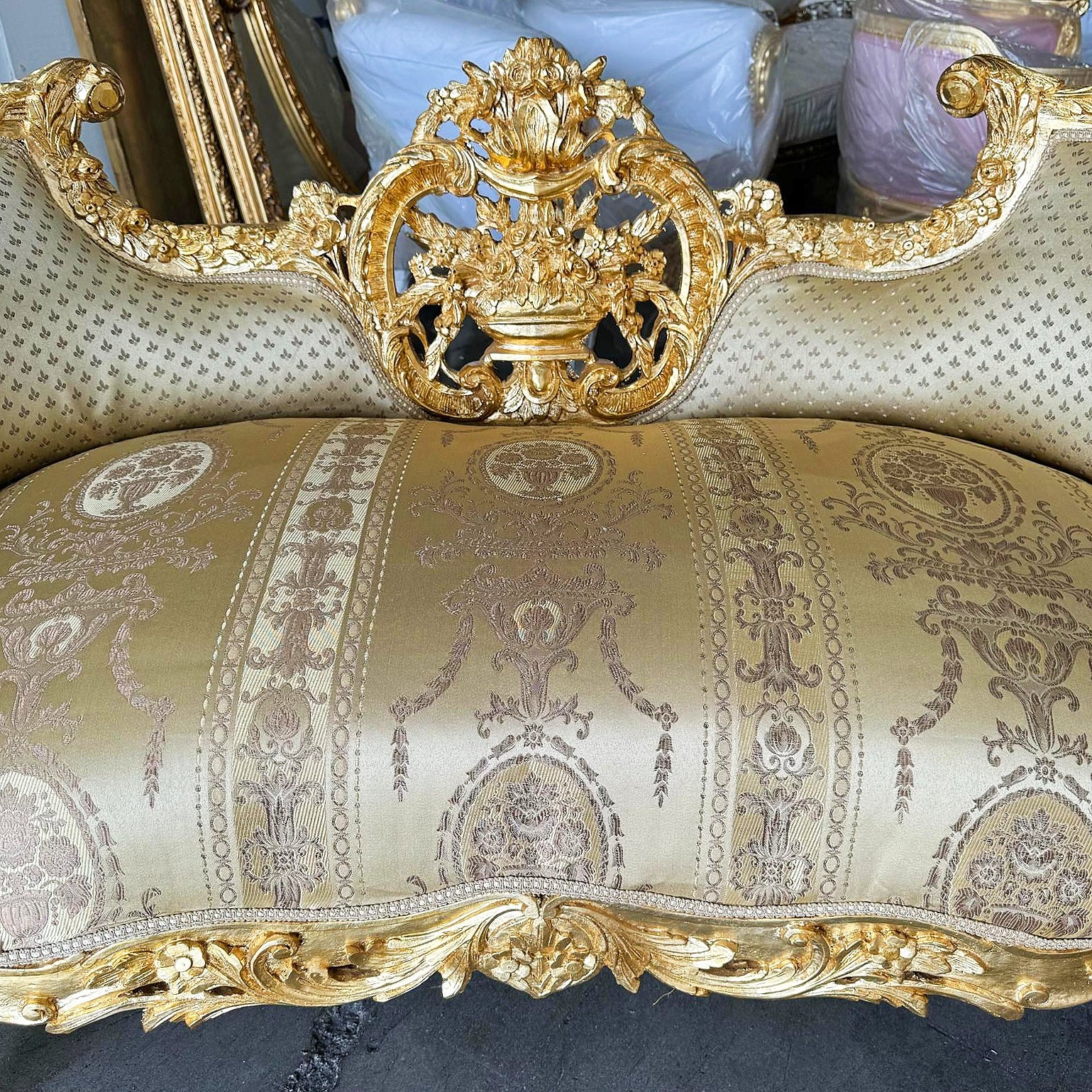 French Style Golden  Settee Gold Details Interior Design Furniture Home
