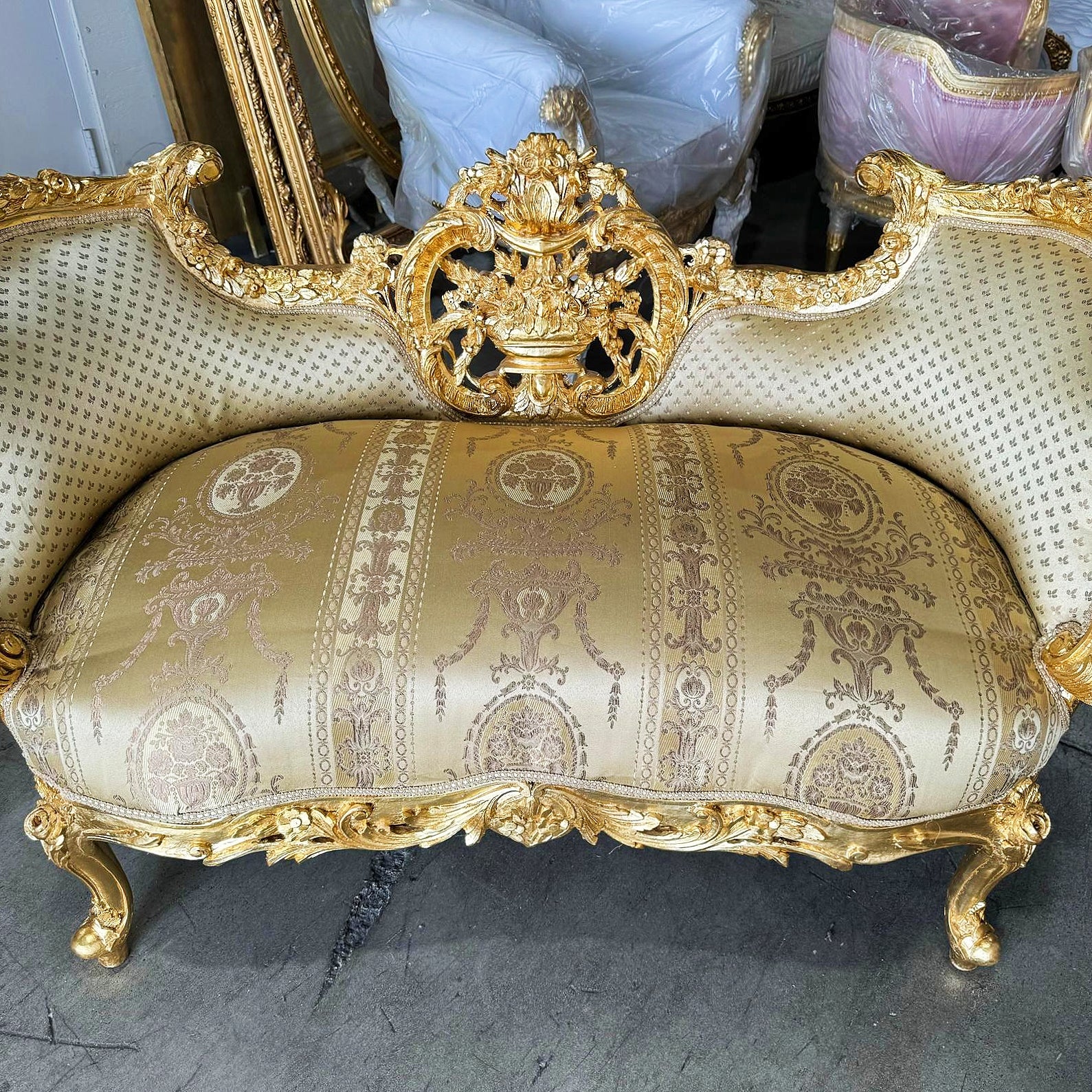 French Style Golden  Settee Gold Details Interior Design Furniture Home