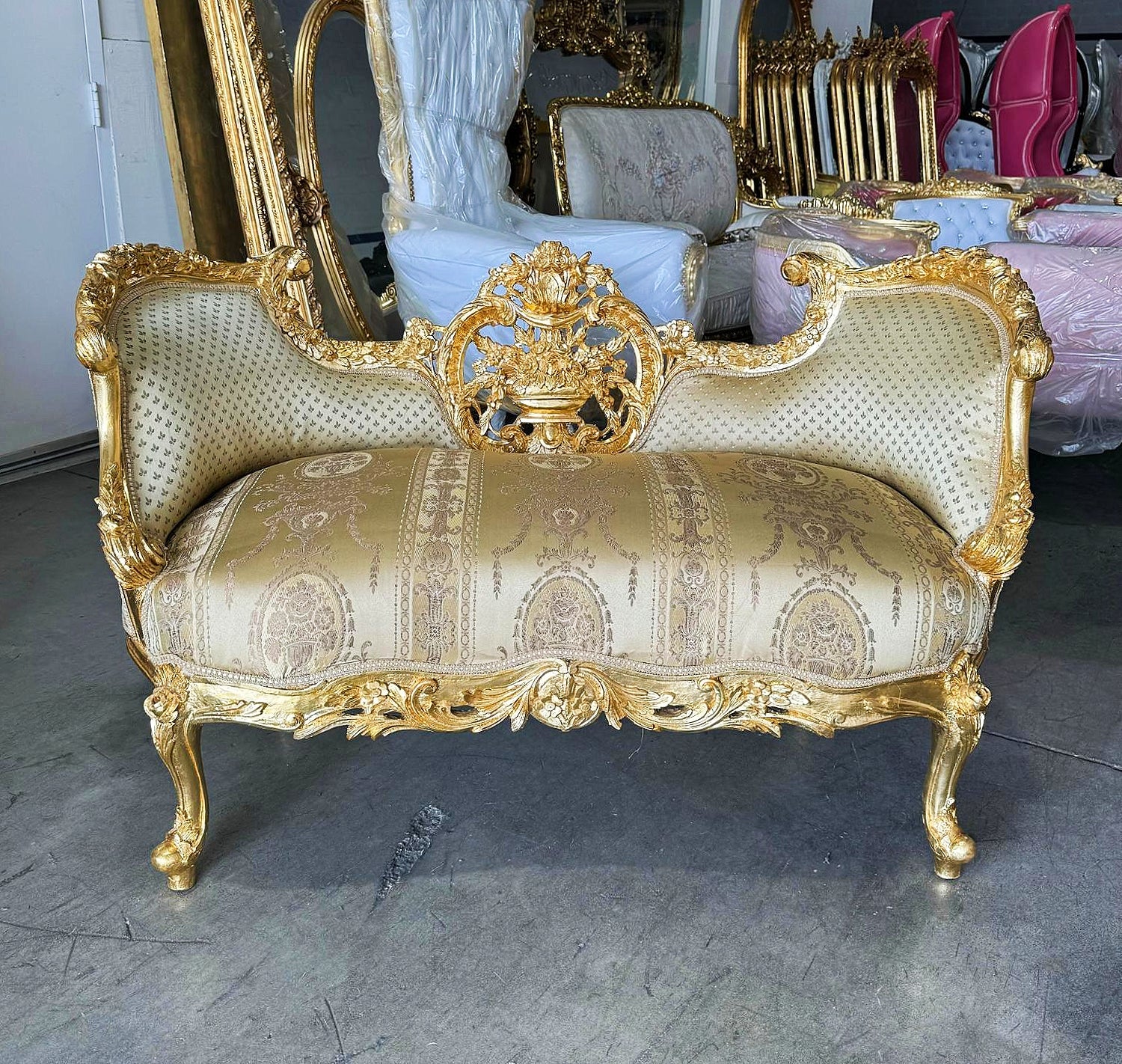 French Style Golden  Settee Gold Details Interior Design Furniture Home