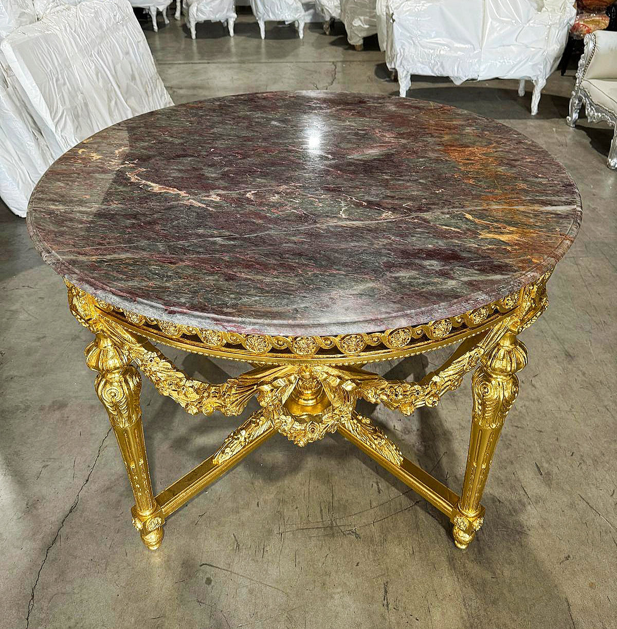 Rococo Style Dining Table Marble Topped