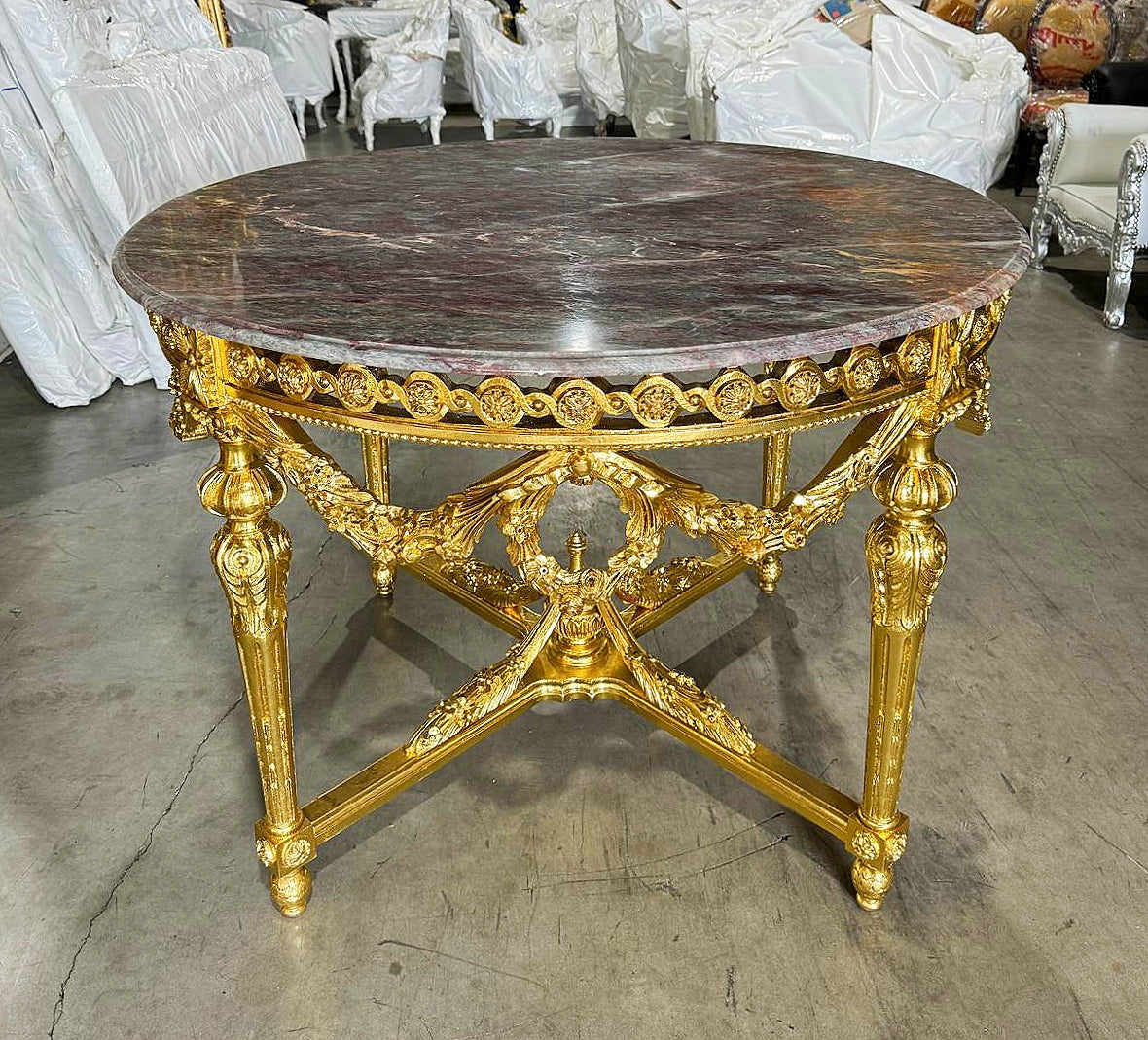 Rococo Style Dining Table Marble Topped