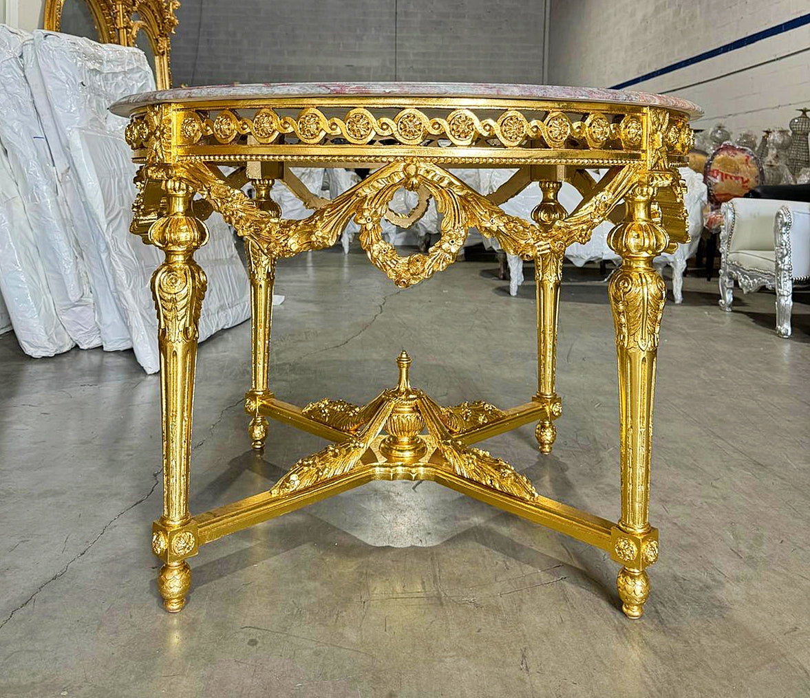Rococo Style Dining Table Marble Topped