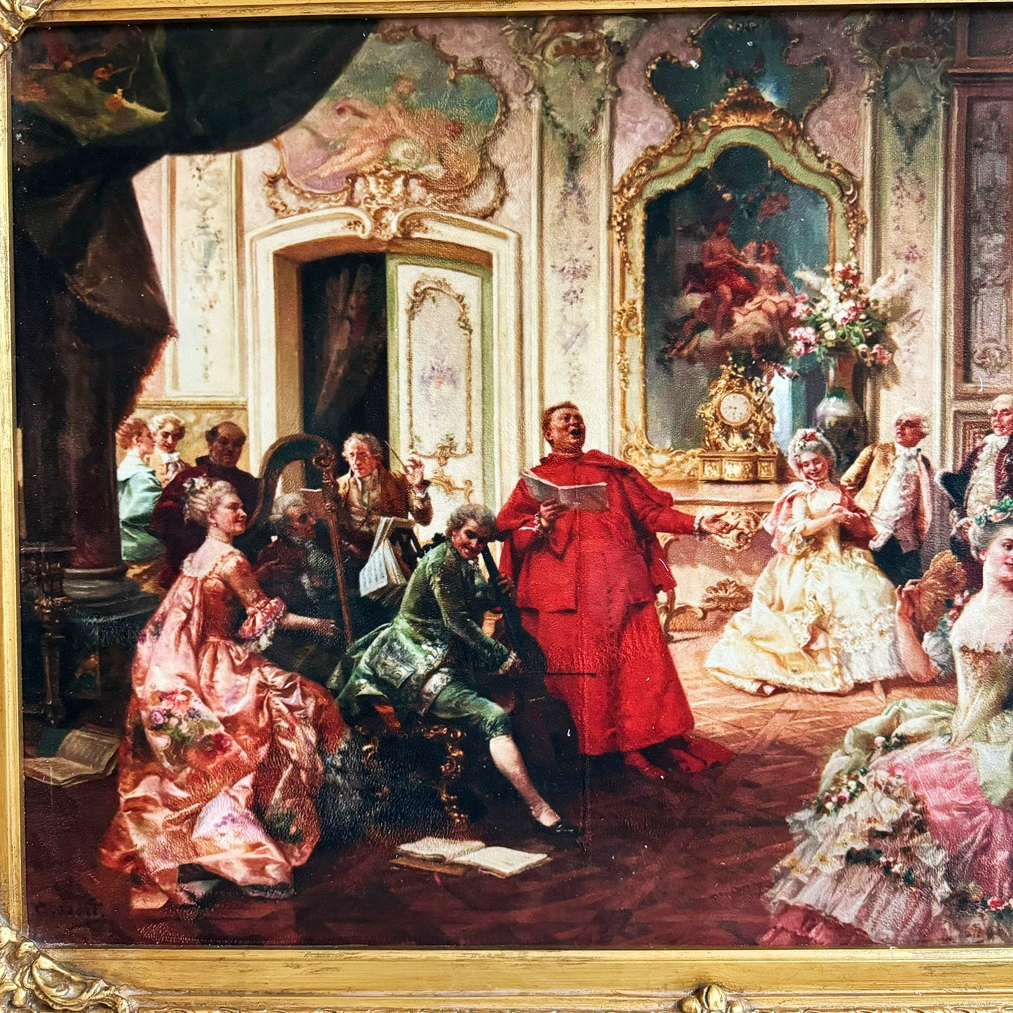 Painting Print *Print on Cotton Fabric* French Style Art Baroque Rococo Frame